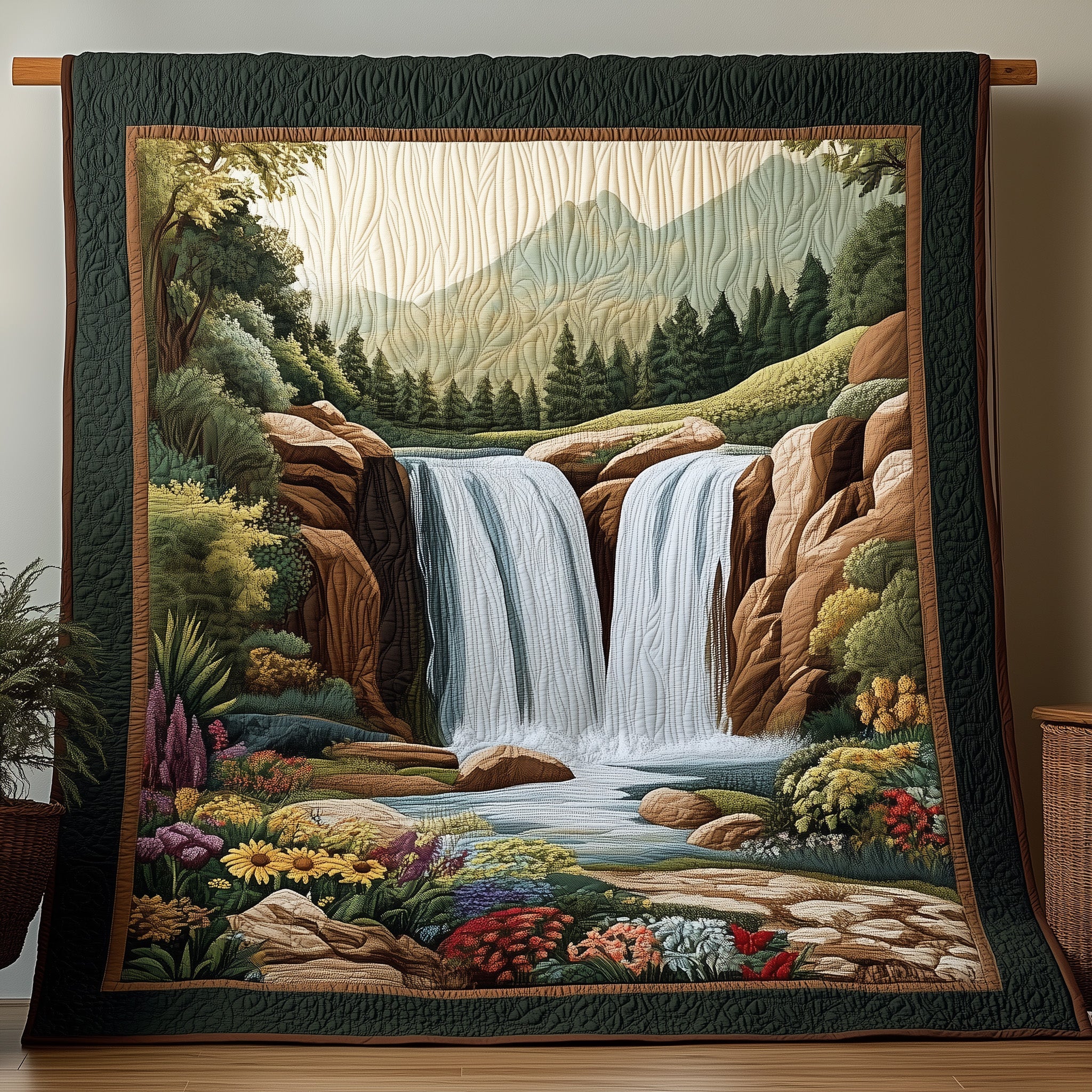 The Enchanted Waterfall Quilted Blanket Nice Throw BlanketBest Xmas Present For Wife