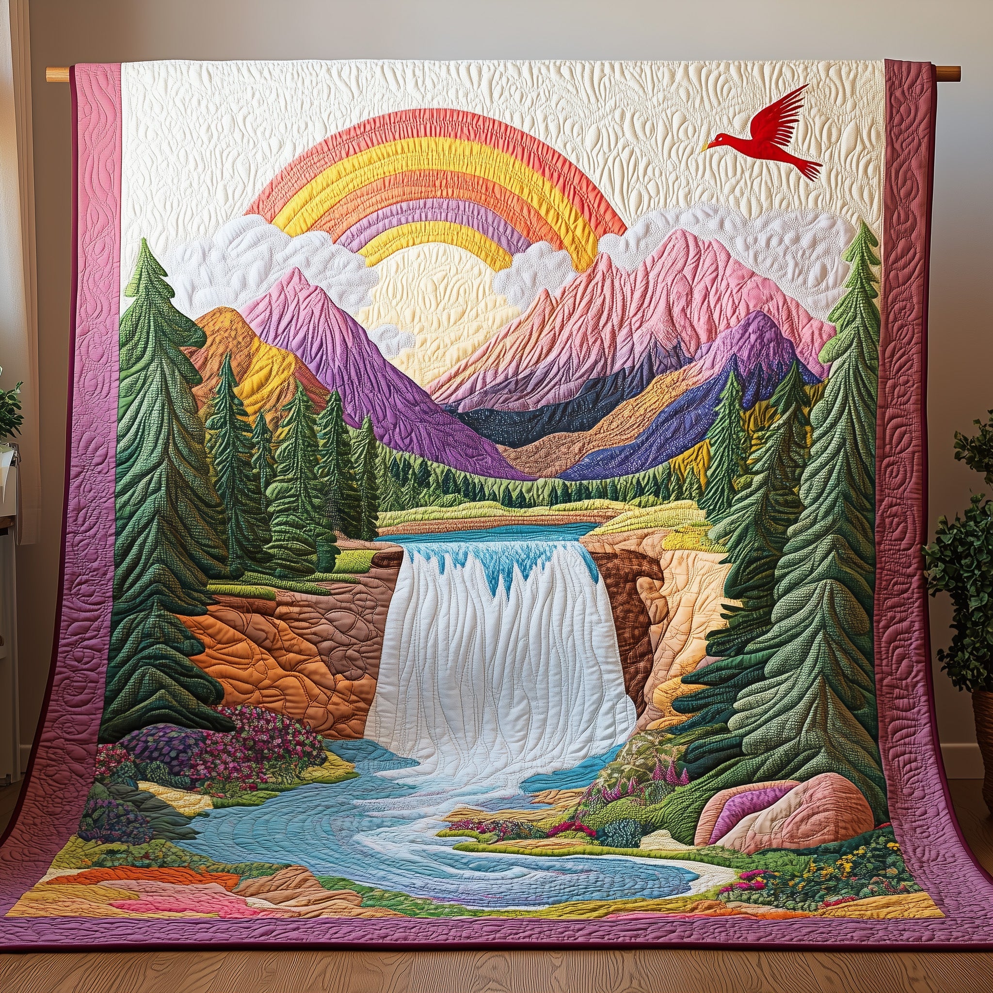 The Enchanted Waterfall Quilted Blanket Nice Throw BlanketGreat Gift Ideas For Women
