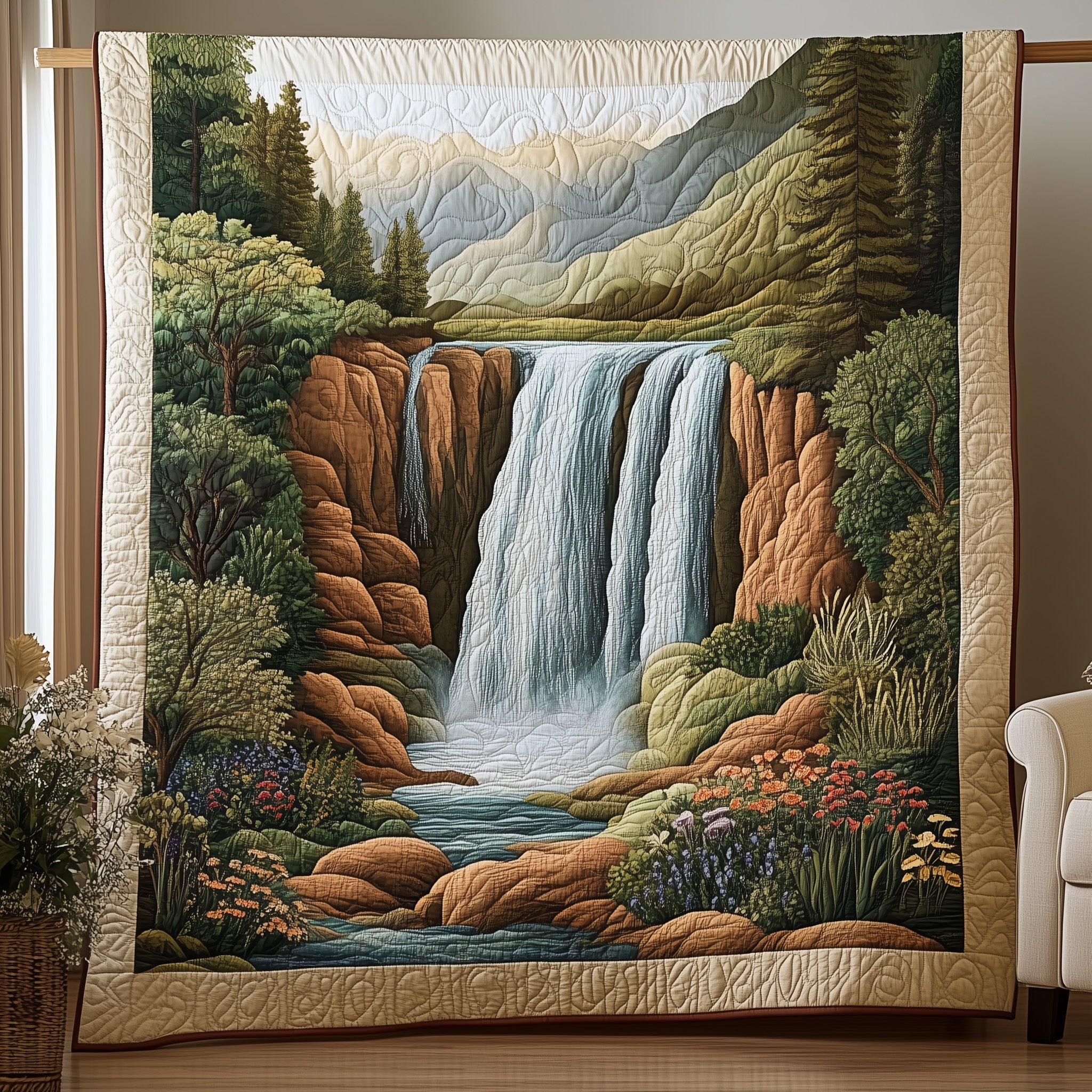 The Enchanted Waterfall Quilted Blanket Nice Throw BlanketTop Christmas Gifts 2025