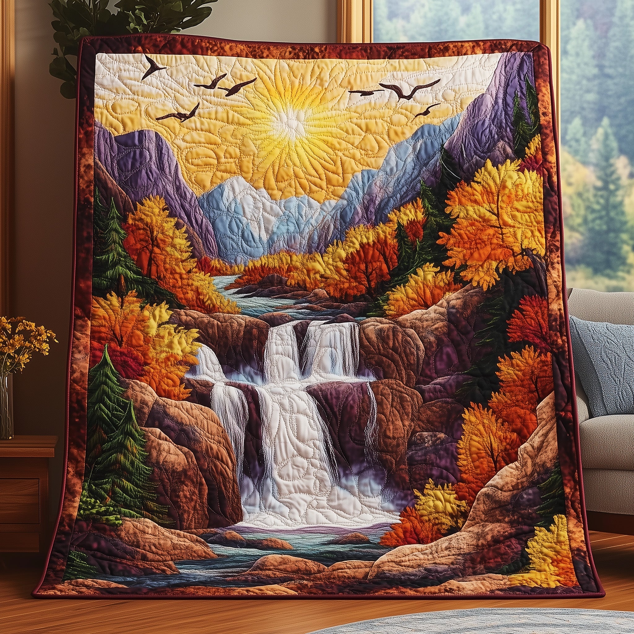 The Enchanted Waterfall Quilted Blanket Nice Throw BlanketUnique Anniversary Gifts For Her