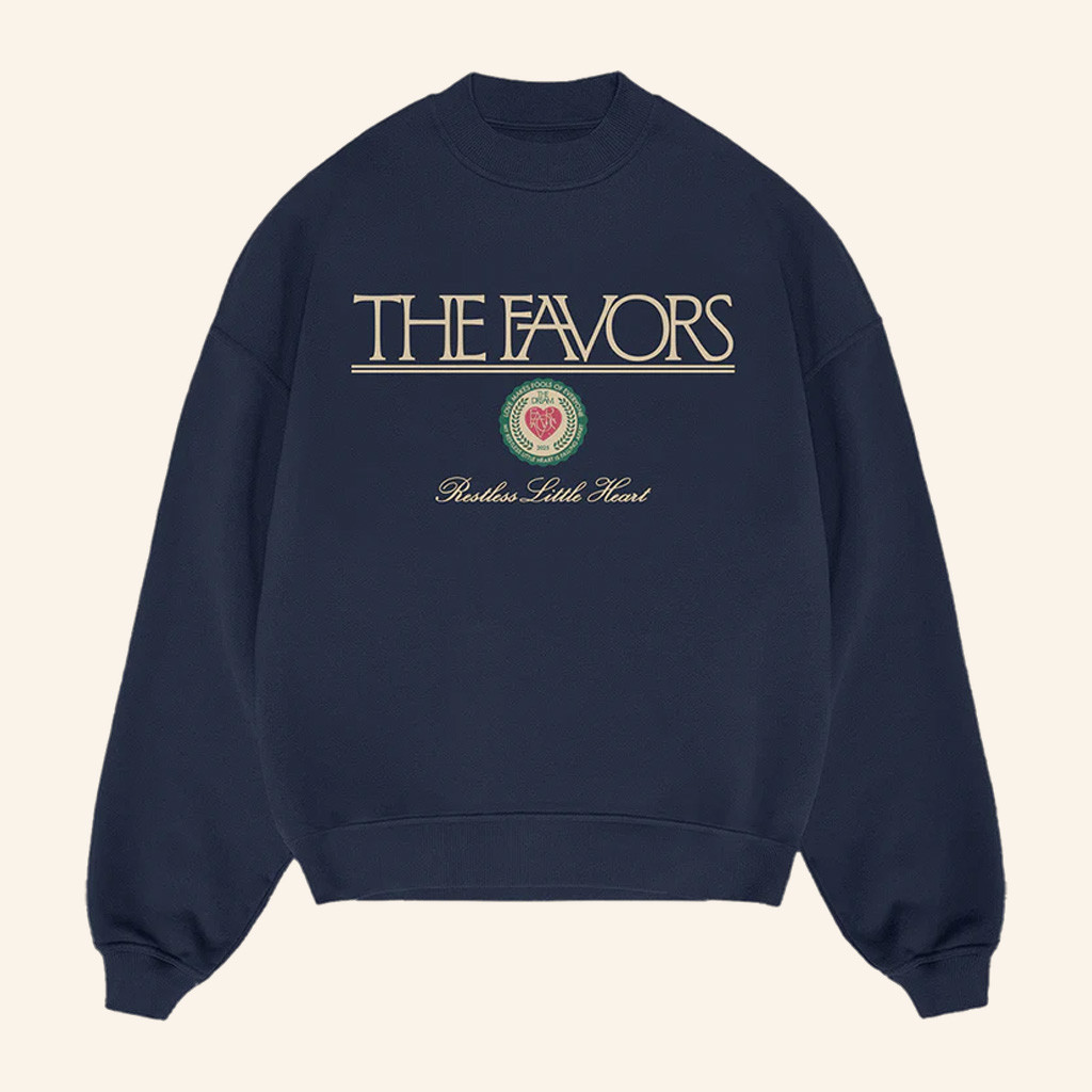 The Favors Merch Navy Restless Little Heart Crewneck Sweatshirt Birthday Presents For Boyfriend The Favors Merch Navy Restless Little Heart Crewneck Sweatshirt Birthday Presents For Boyfriend
