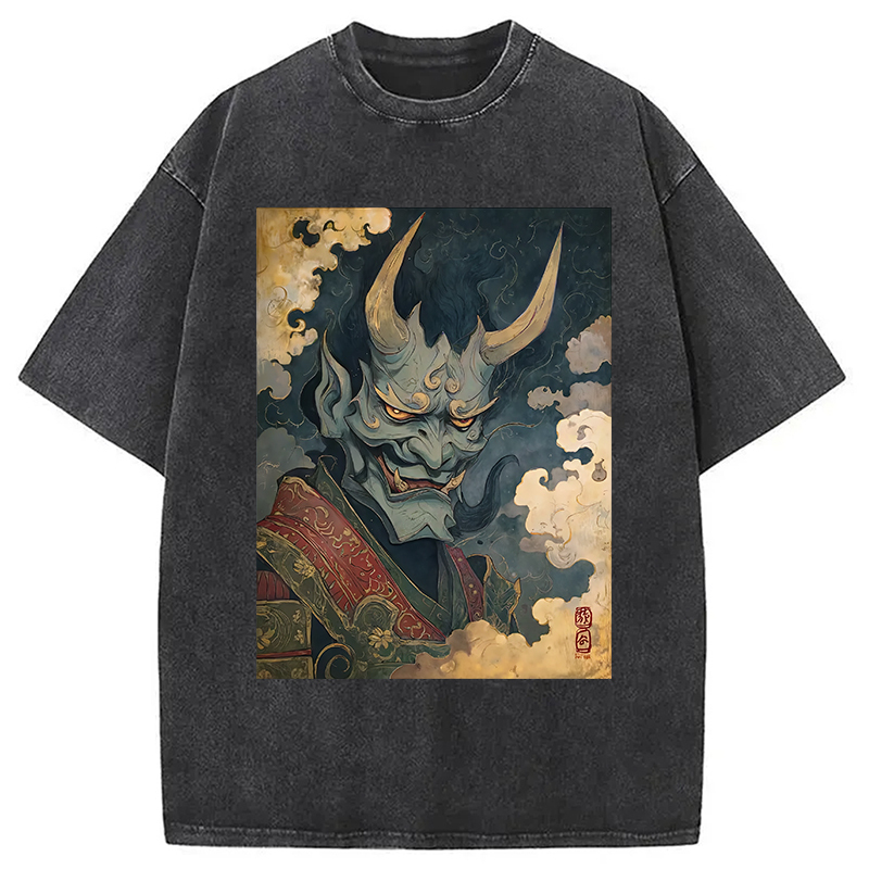 The Fearsome Japanese Oni Washed T-Shirt Everyday Comfort Graphic Shirt Gifts For Friends The Fearsome Japanese Oni Washed T-Shirt Everyday Comfort Graphic Shirt Gifts For Friends
