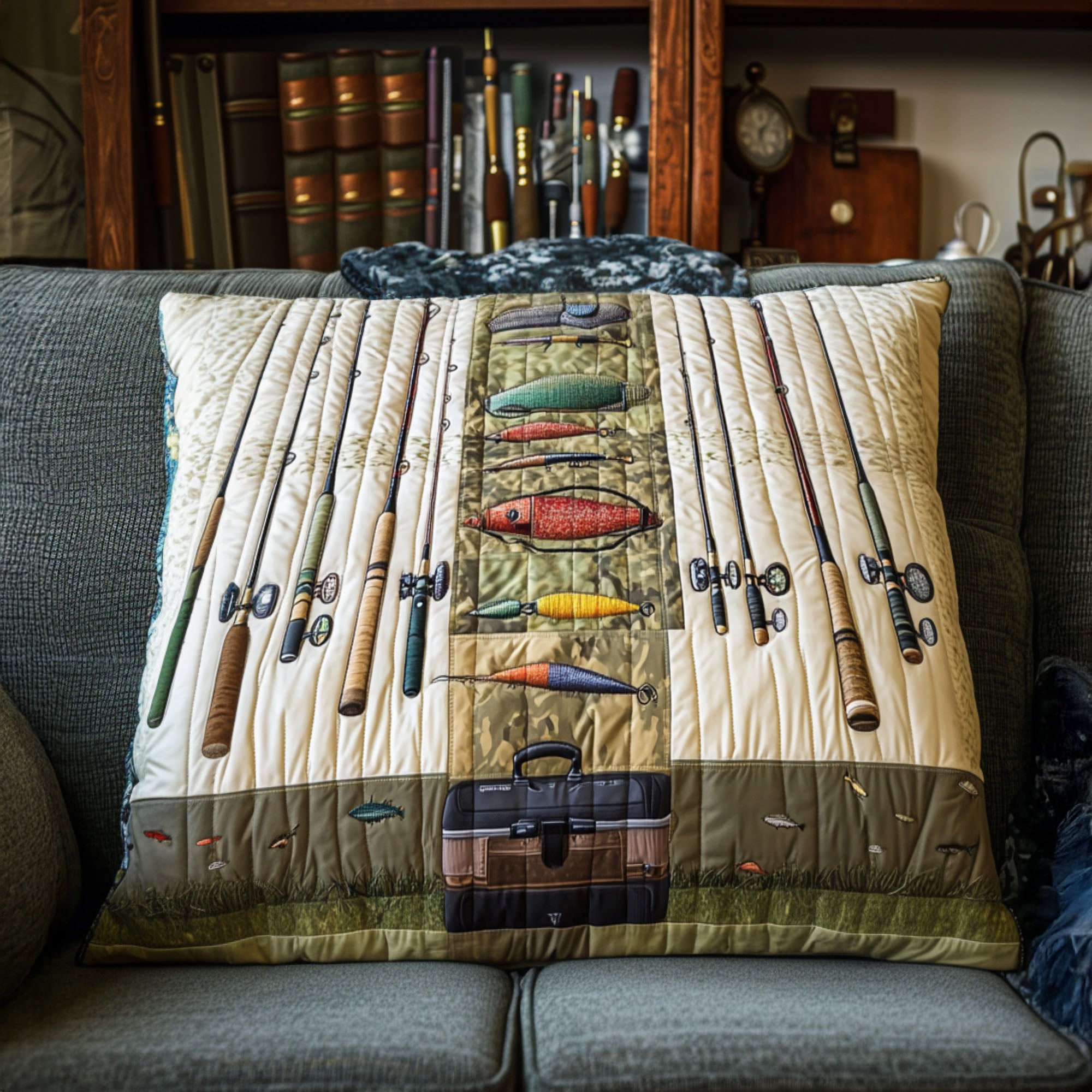 The Fish Lodge Quilted Pillow Case Best Throw Pillow Covers Best Fishing Gifts