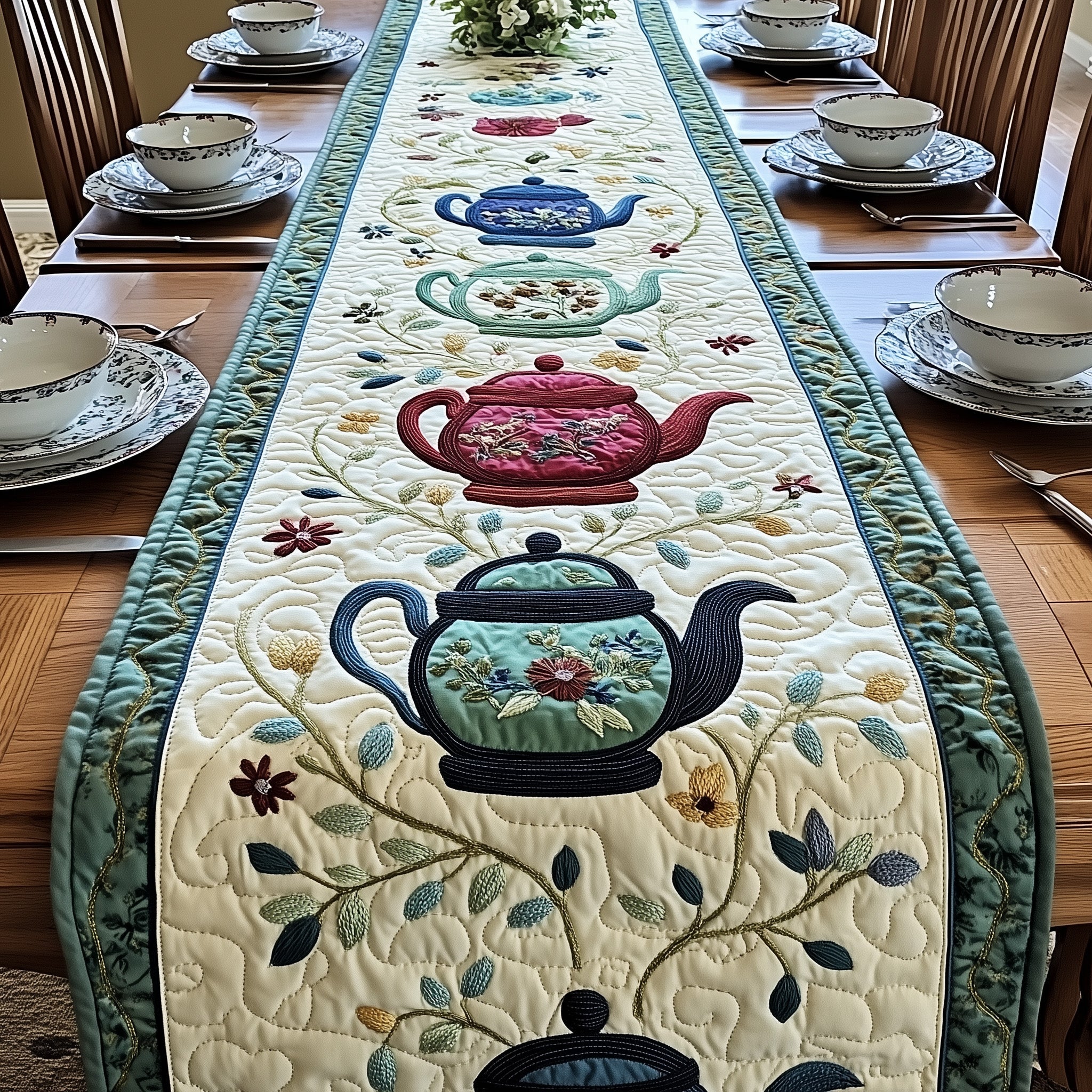 The Floral Teatime Quilted Table Runner Christmas Table Runner