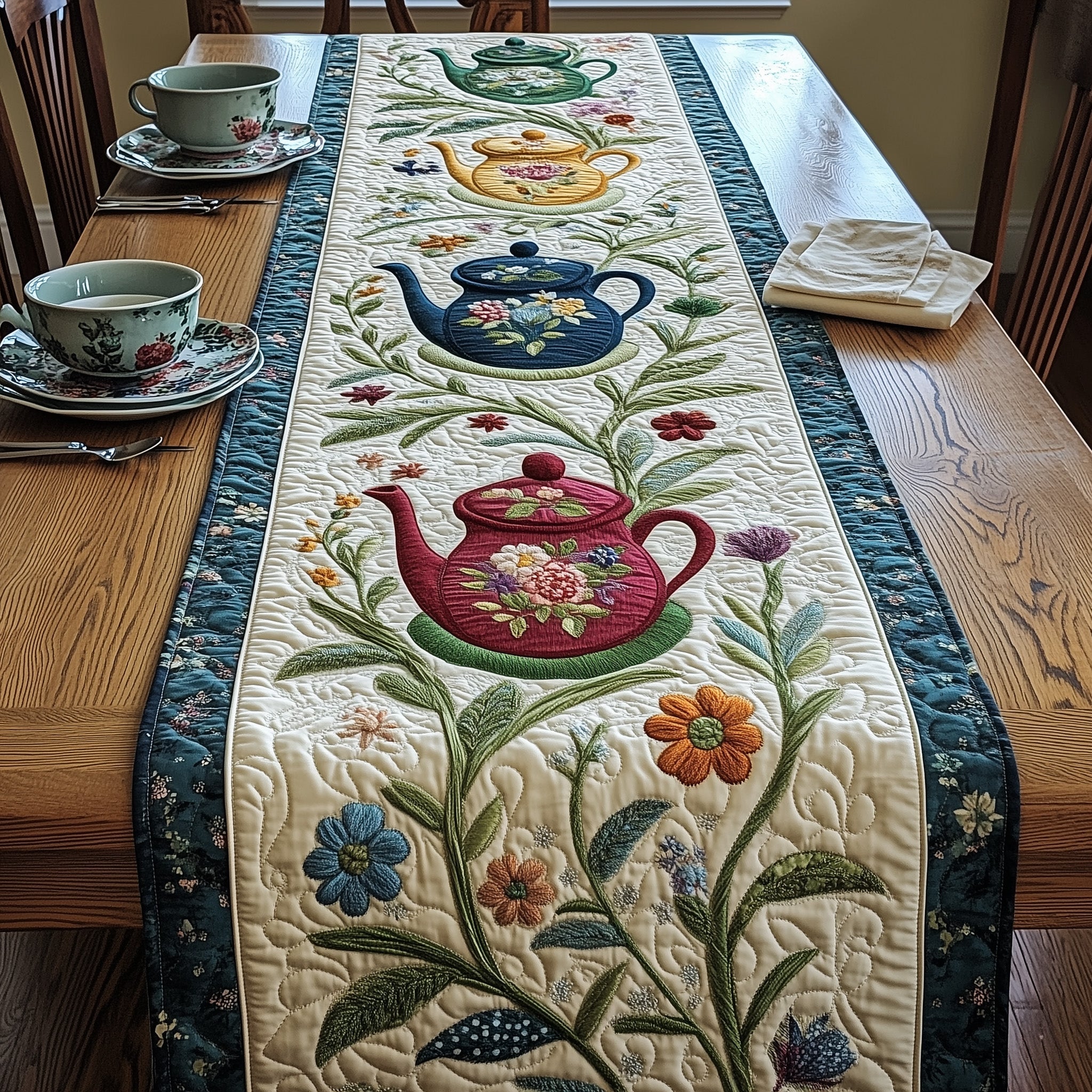 The Floral Teatime Quilted Table Runner Christmas Table Runner Gift Idea