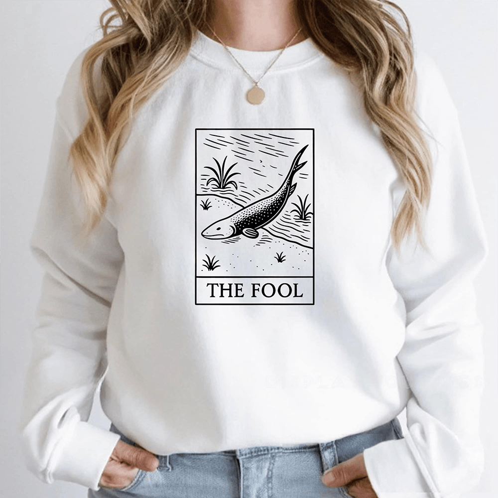 The Fool Novelty Sweatshirt Fish Themed Funny Graphic Sweatshirt Gifts For Women