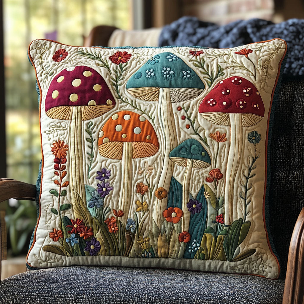 The Forest Cap Quilted Pillow Case Best Cool Pillow Cases Mushroom Lovers Gifts