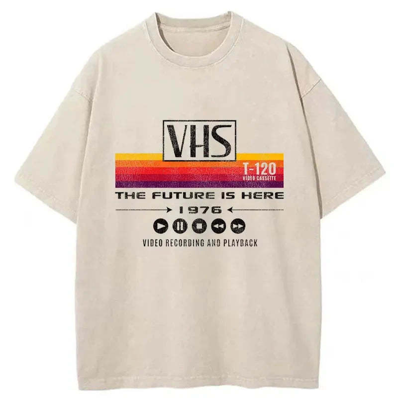 The Future Is Here Japanese Washed T-Shirt Soft Comfortable Daily T Shirt Gifts For Besties