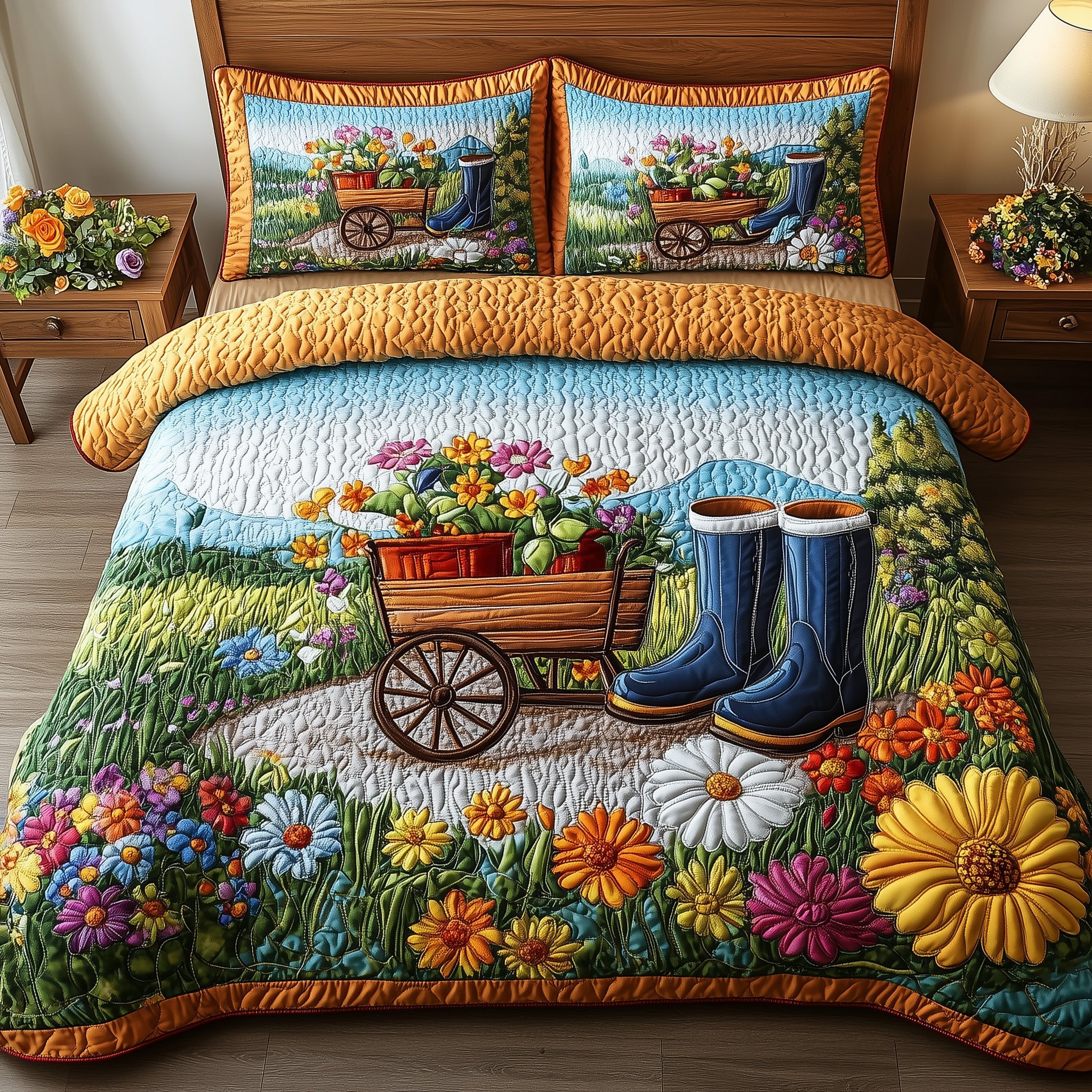 The Garden Path Quilted Bedding Set Duvet Cover Bed Sheet Best Gifts For Gardeners