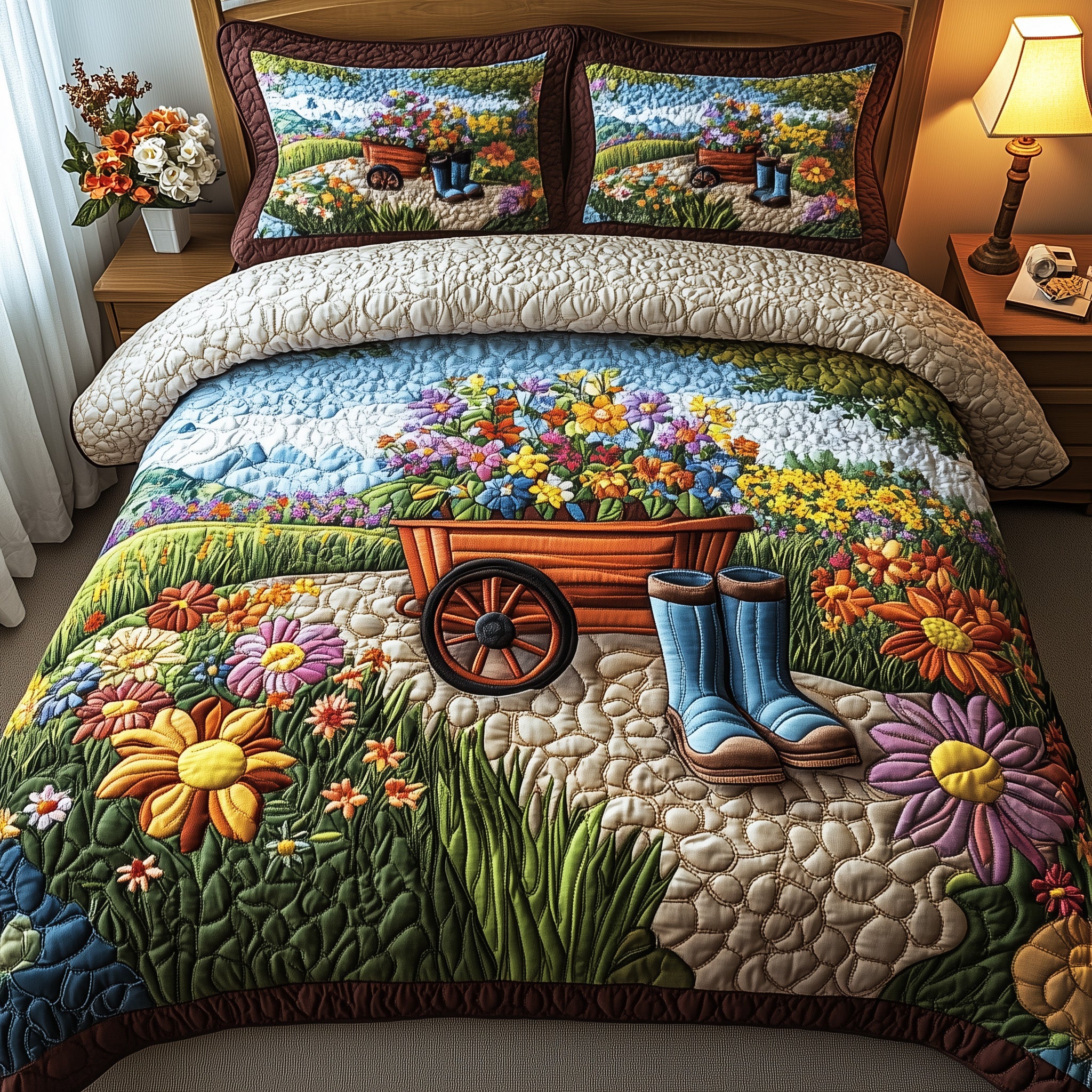 The Garden Path Quilted Bedding Set Duvet Cover Bed Sheet Gardening Gifts For Her