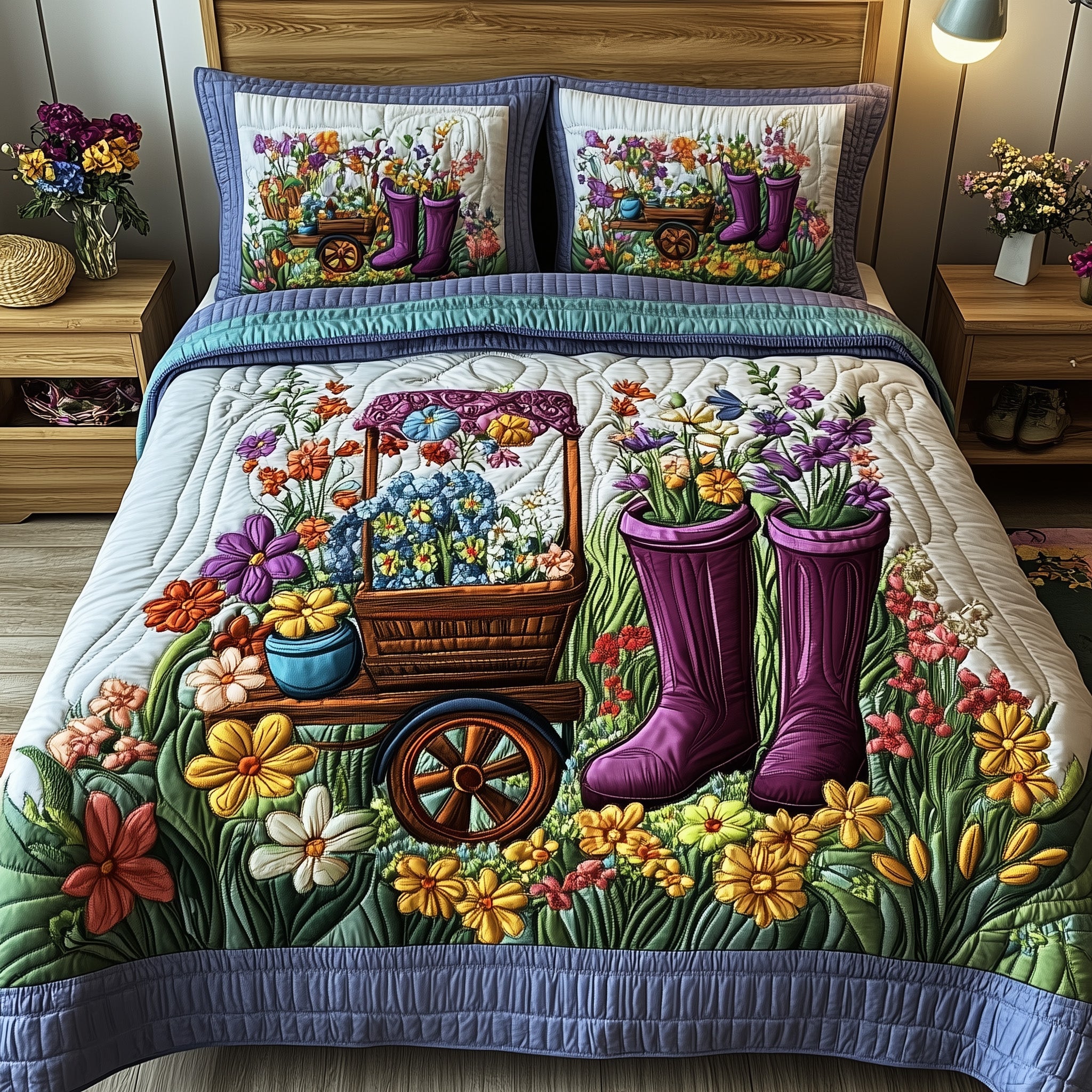 The Garden Path Quilted Bedding Set Duvet Cover Bed Sheet Gardening Gifts For Mom