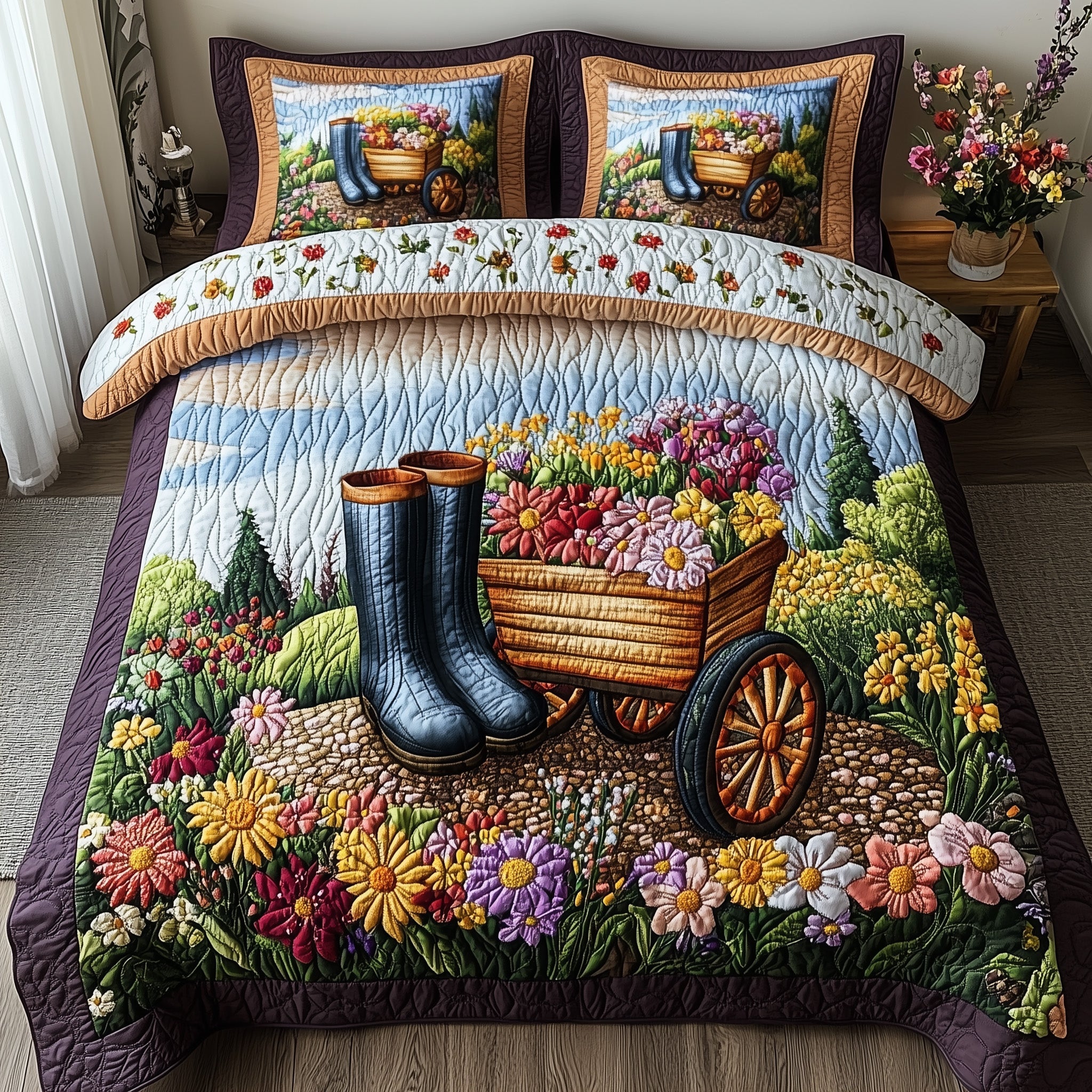 The Garden Path Quilted Bedding Set Duvet Cover Bed Sheet Gifts For Garden Lovers
