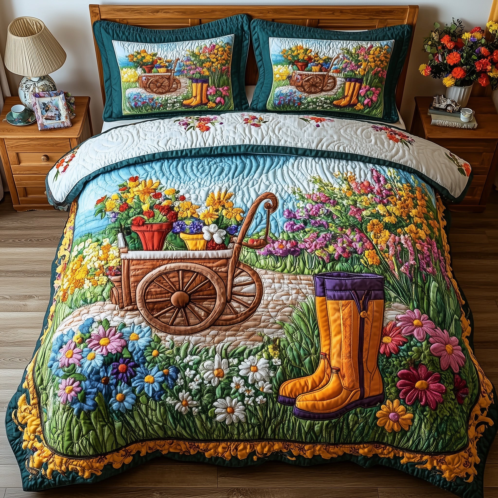 The Garden Path Quilted Bedding Set Duvet Cover Bed Sheet Gifts For Gardeners Who Have Everything