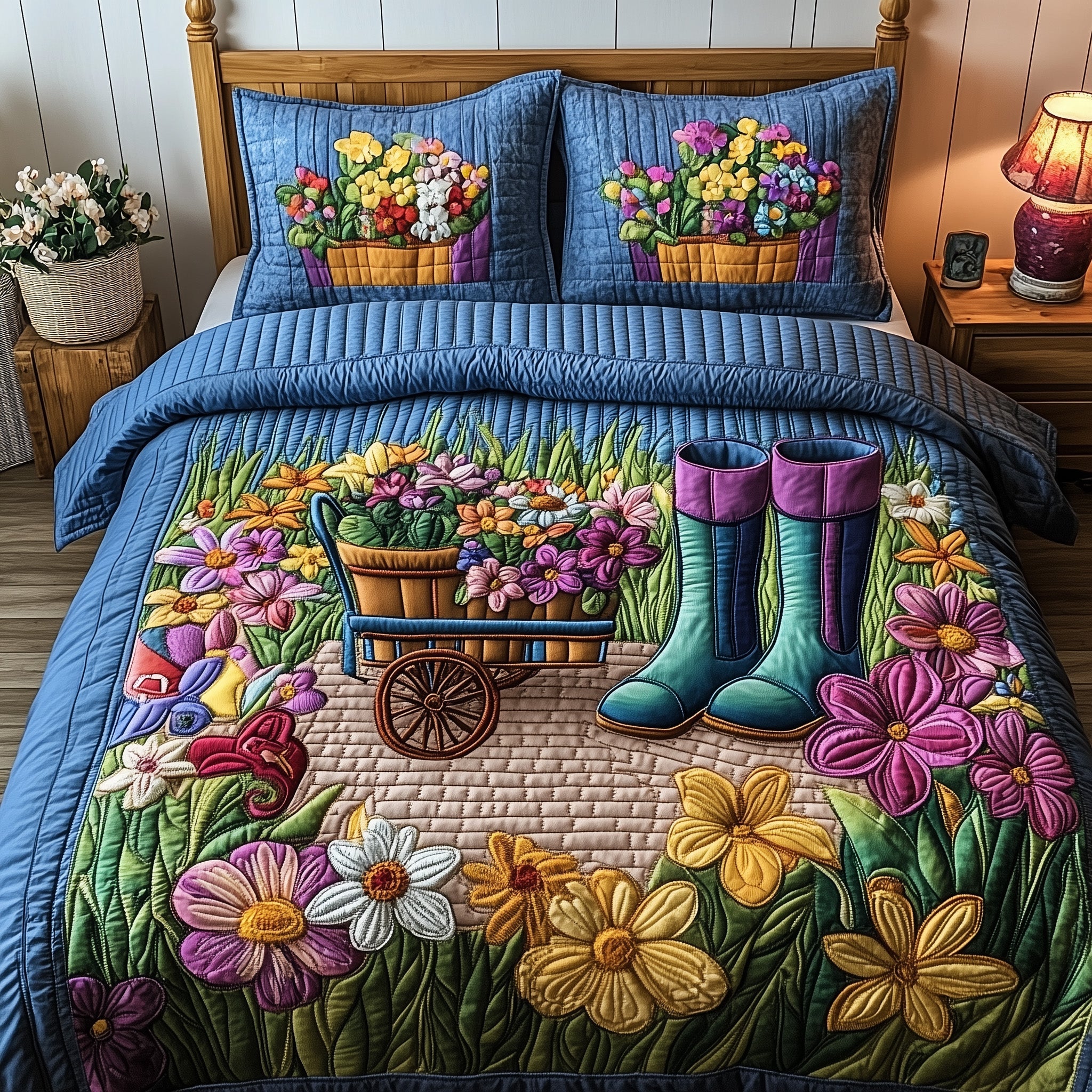 The Garden Path Quilted Bedding Set Duvet Cover Bed Sheet Gifts For Plant Lovers