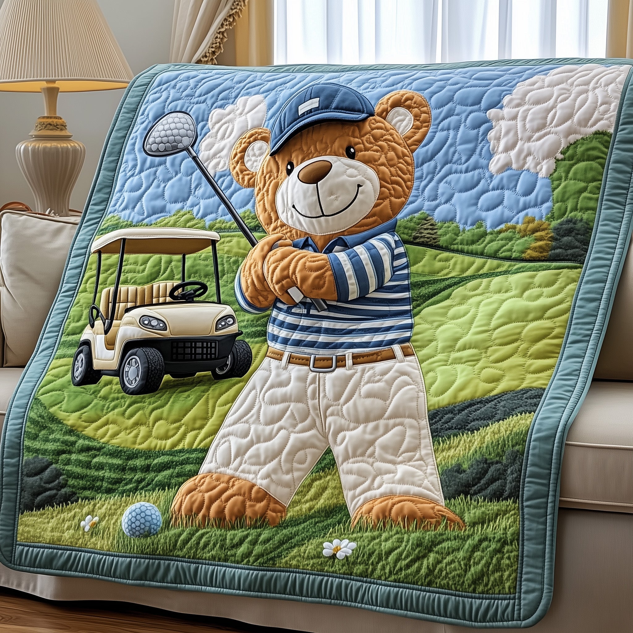 The Gentle Golfer Quilted Blanket Cozy Winter Quilt Blanket for Couch
