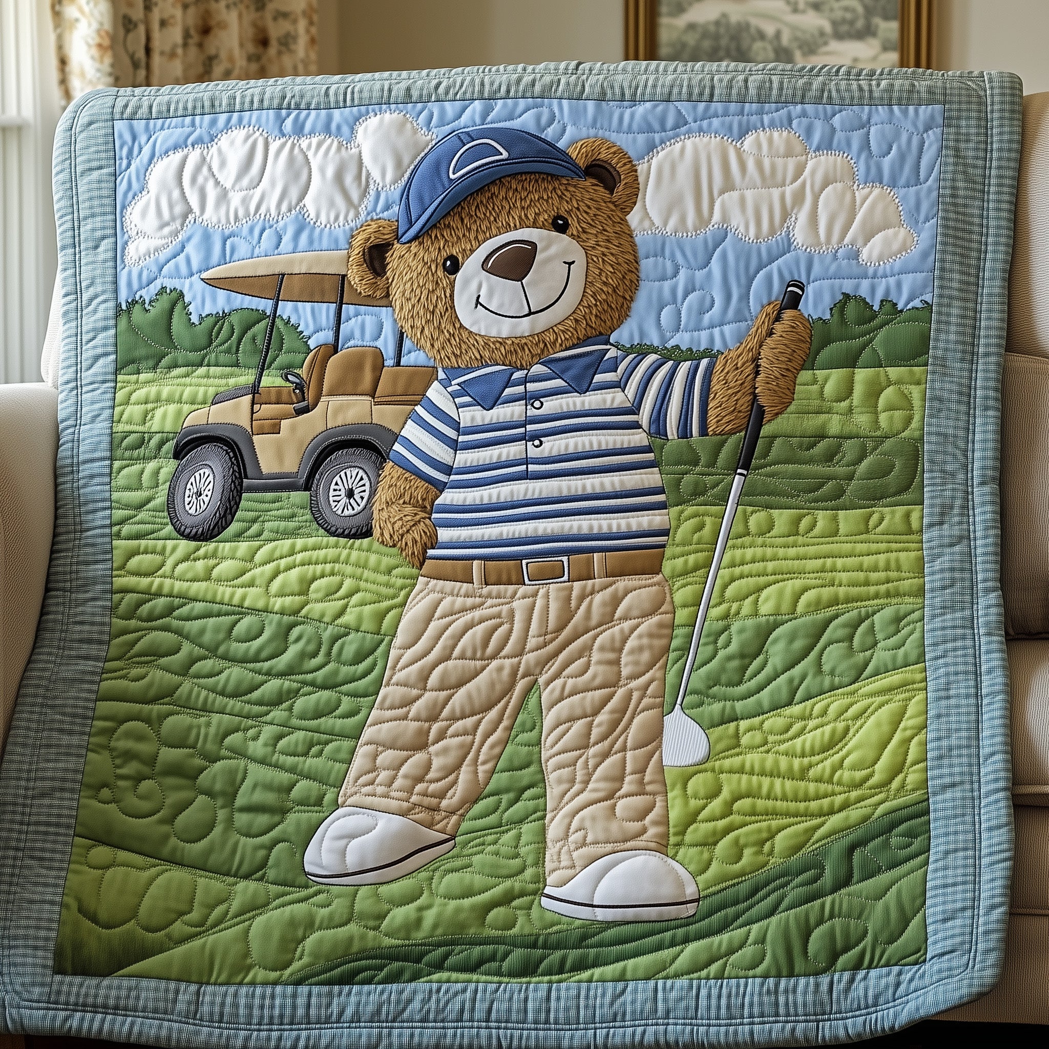 The Gentle Golfer Quilted Blanket Nice Throw BlanketGolf Birthday Presents