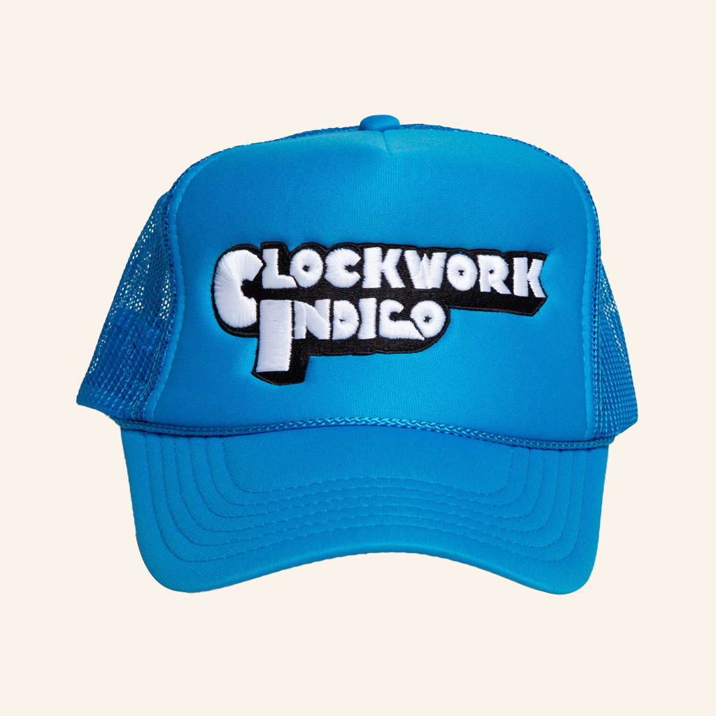 The Glorious Dead Merch Clockwork Indigo Trucker Hat Embroidered Birthday Gift For Him The Glorious Dead Merch Clockwork Indigo Trucker Hat Embroidered Birthday Gift For Him