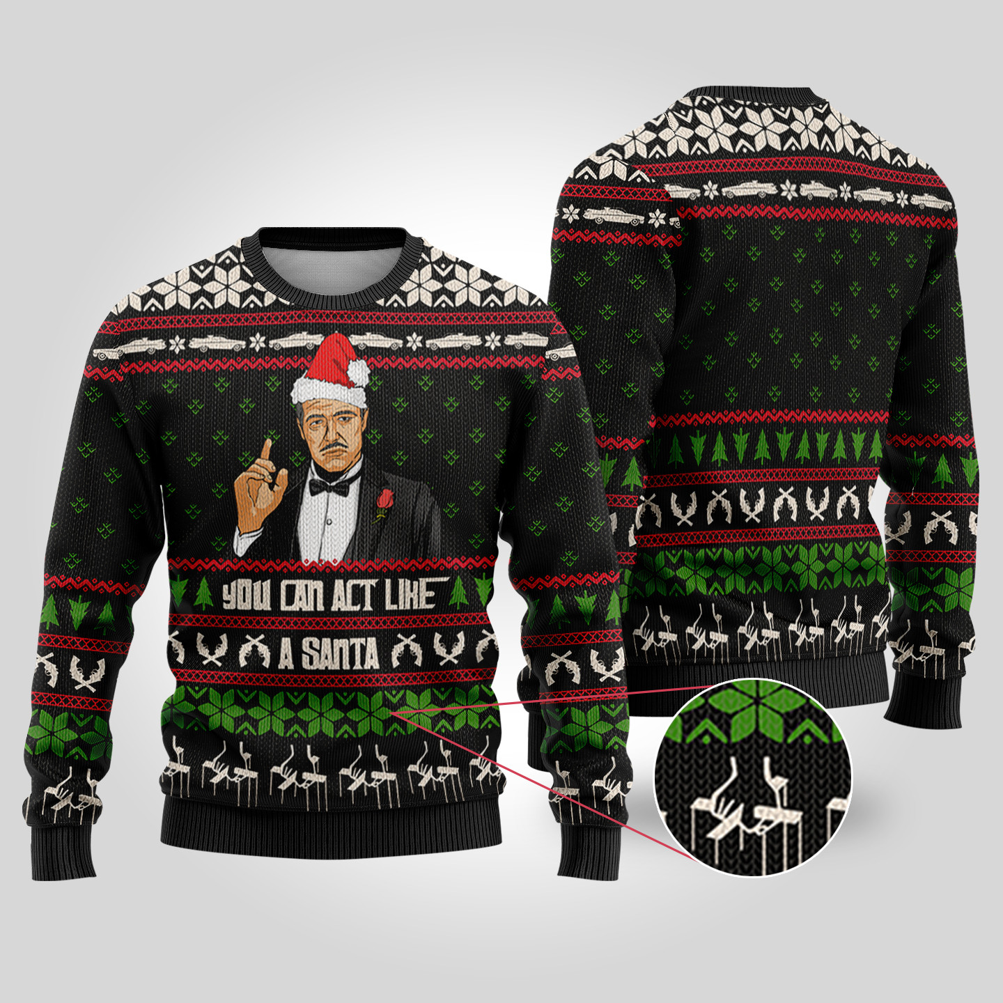 The Godfather Ugly Christmas Sweater Black Merry Christmas Sweatshirt for Holiday Fun