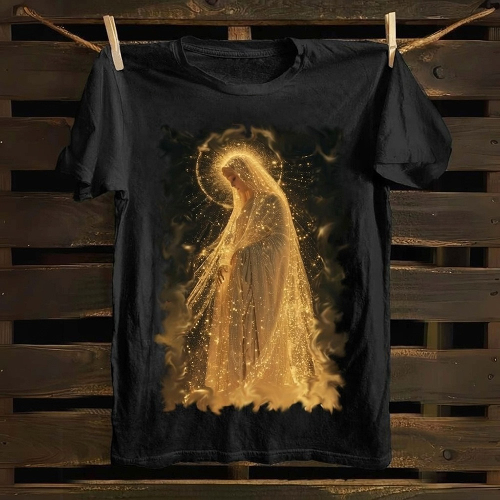 The Golden Holy Mother T-Shirt Virgin Mary Christian Faith Catholic Best Gift