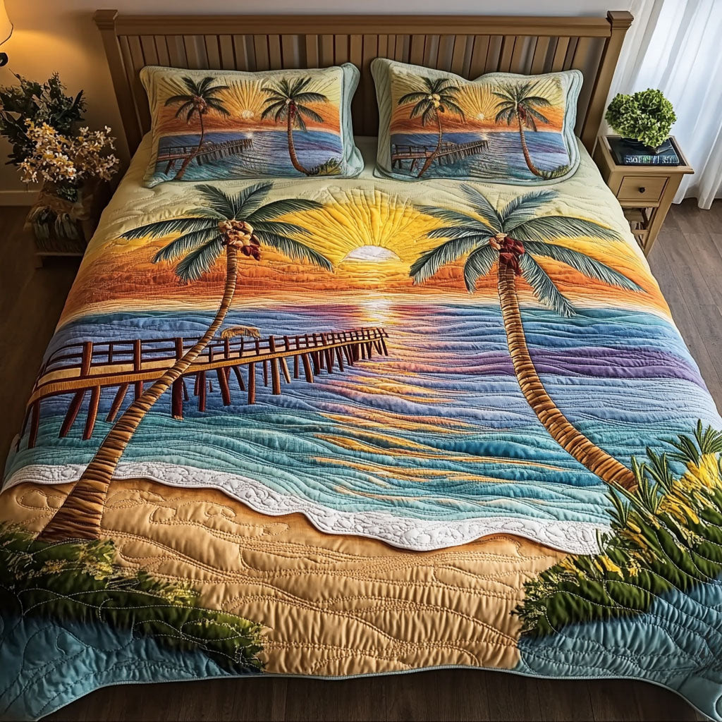 The Golden Pathway Quilted Bedding Set Bedroom Decor Best Gifts For Fisherman