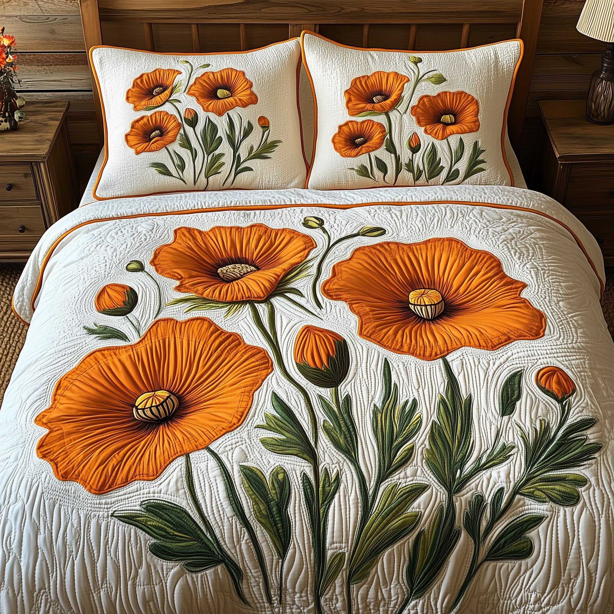 The Golden State Flower Quilted Bedding Set Duvet Cover Bedspread 4Th Of July Birthday Gift Ideas