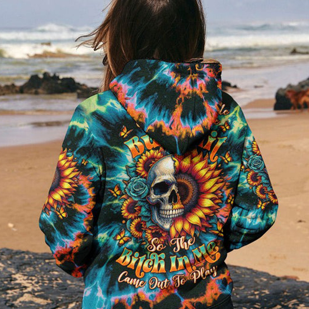The Good Girl In Me Got Tired Of The Bullsht Skull Sunflower Hoodie Gift Ideas For Friends