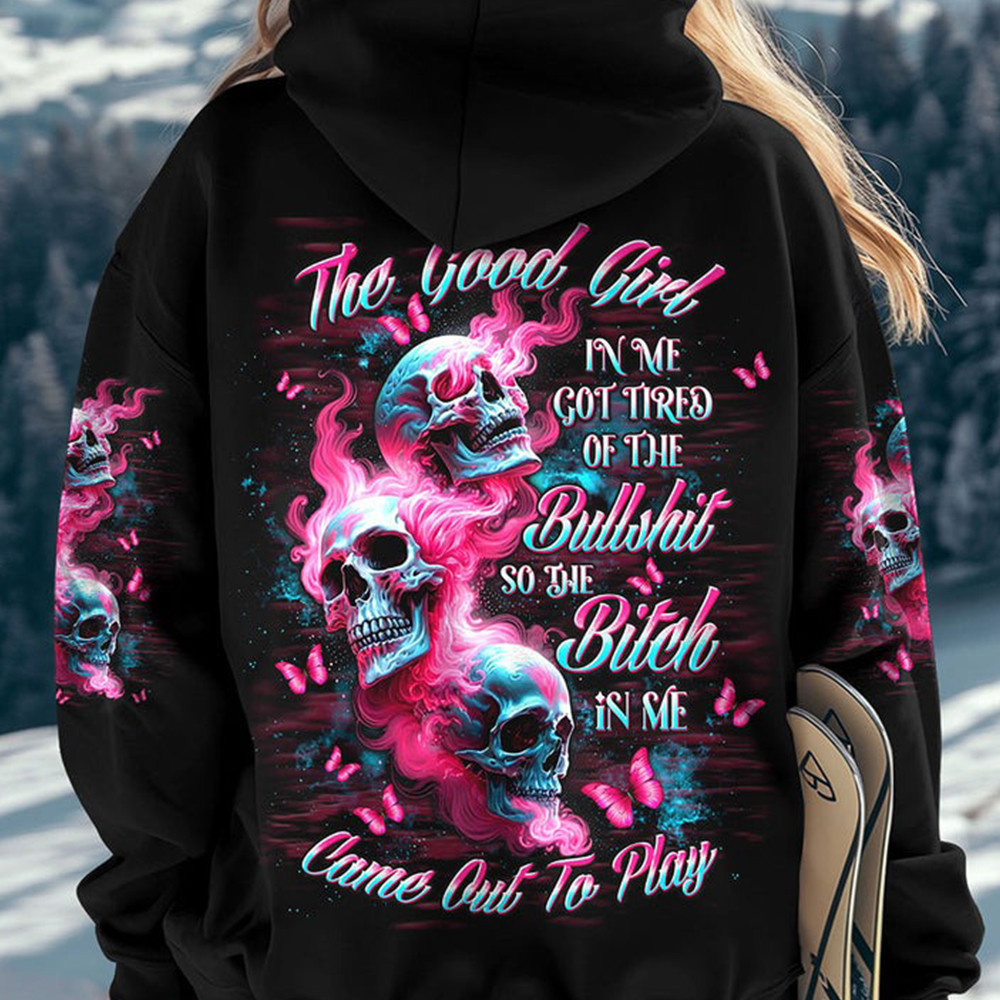 The Good Girl In Me Skull Smoke Hoodie Trendy Clothing Unique Skull Lover Gifts