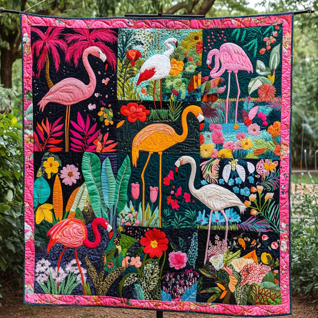 The Graceful Flamingo Quilted Blanket Christmas Holiday Flamingo Gifts For Adults