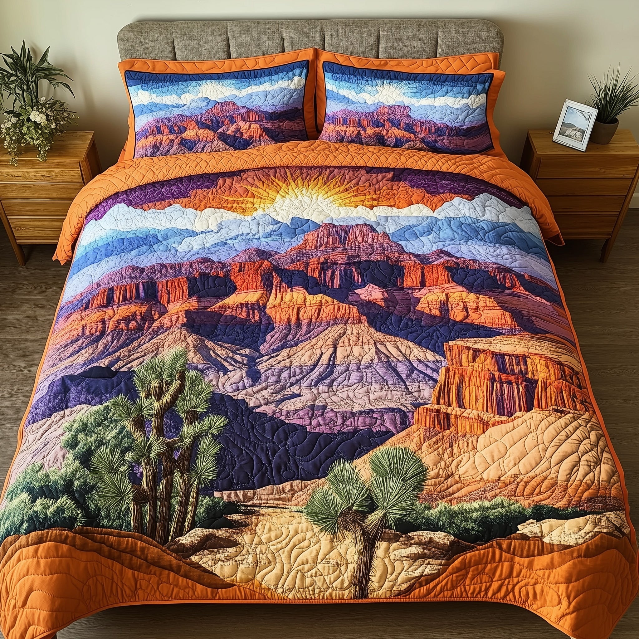 The Grand Canyon Quilted Bedding Set Duvet Cover Bedspread Xmas Presents For Mum