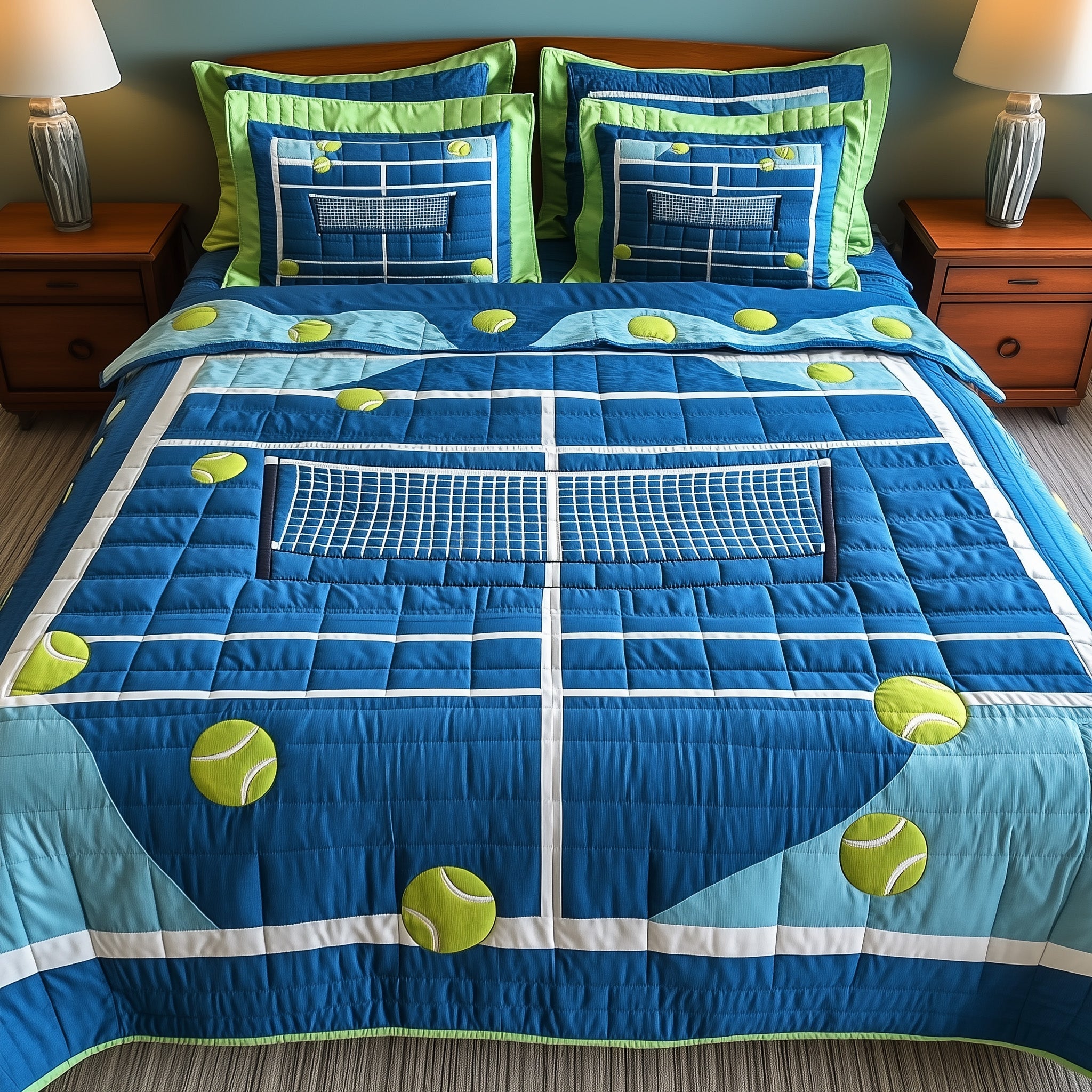 The Grand Slam Quilted Bedding Set Duvet Cover Bedspread Best Gifts For Tennis Lovers
