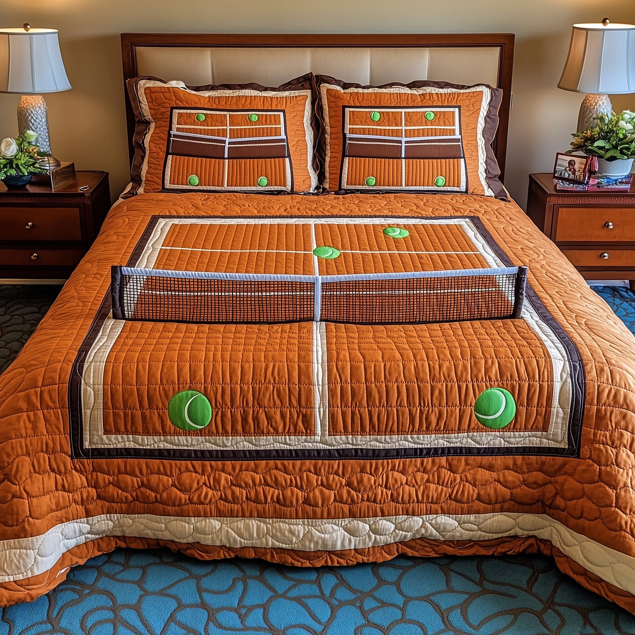 The Grand Slam Quilted Bedding Set Duvet Cover Bedspread Best Xmas Gifts For Tennis Lovers