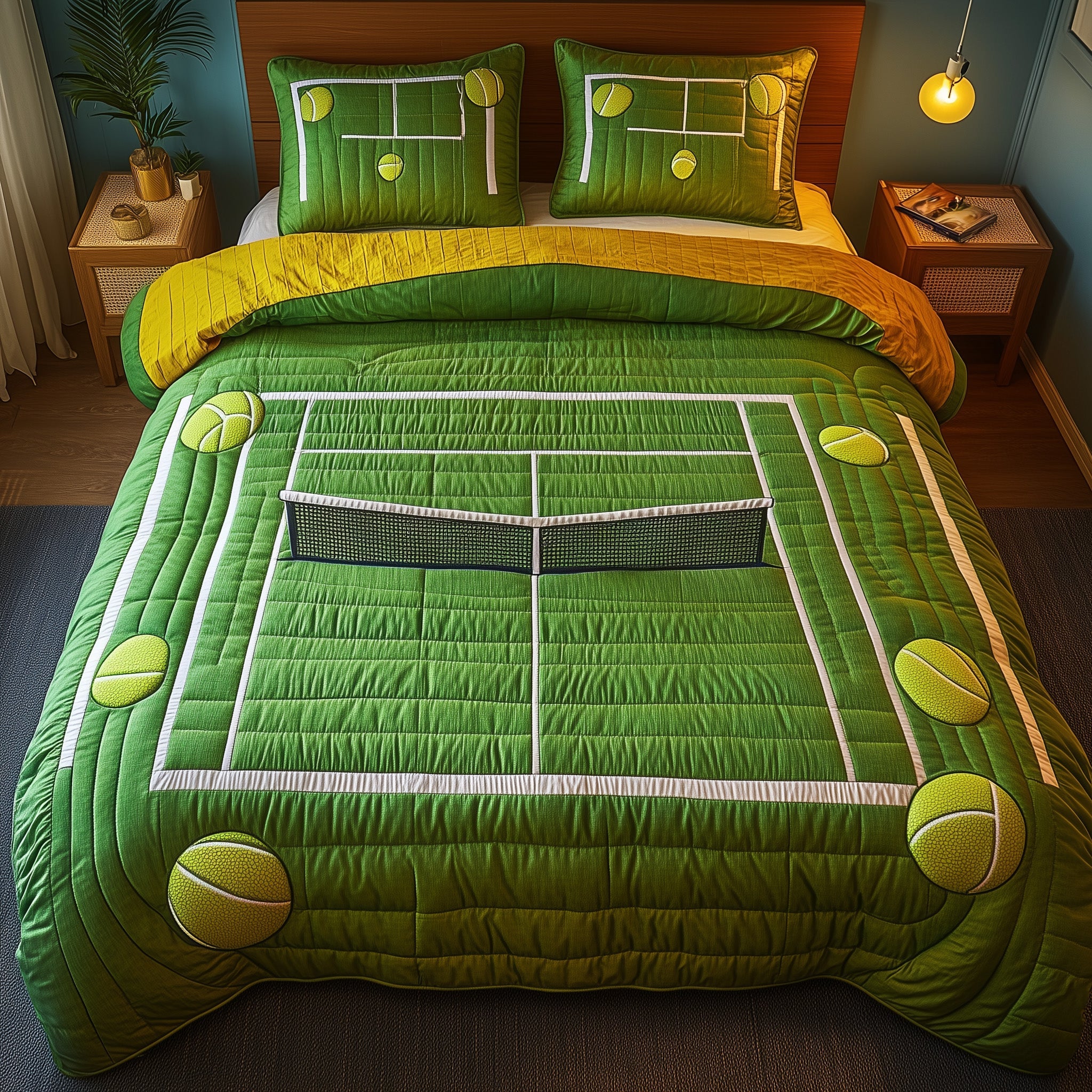 The Grand Slam Quilted Bedding Set Duvet Cover Bedspread Gift Ideas For Tennis Players