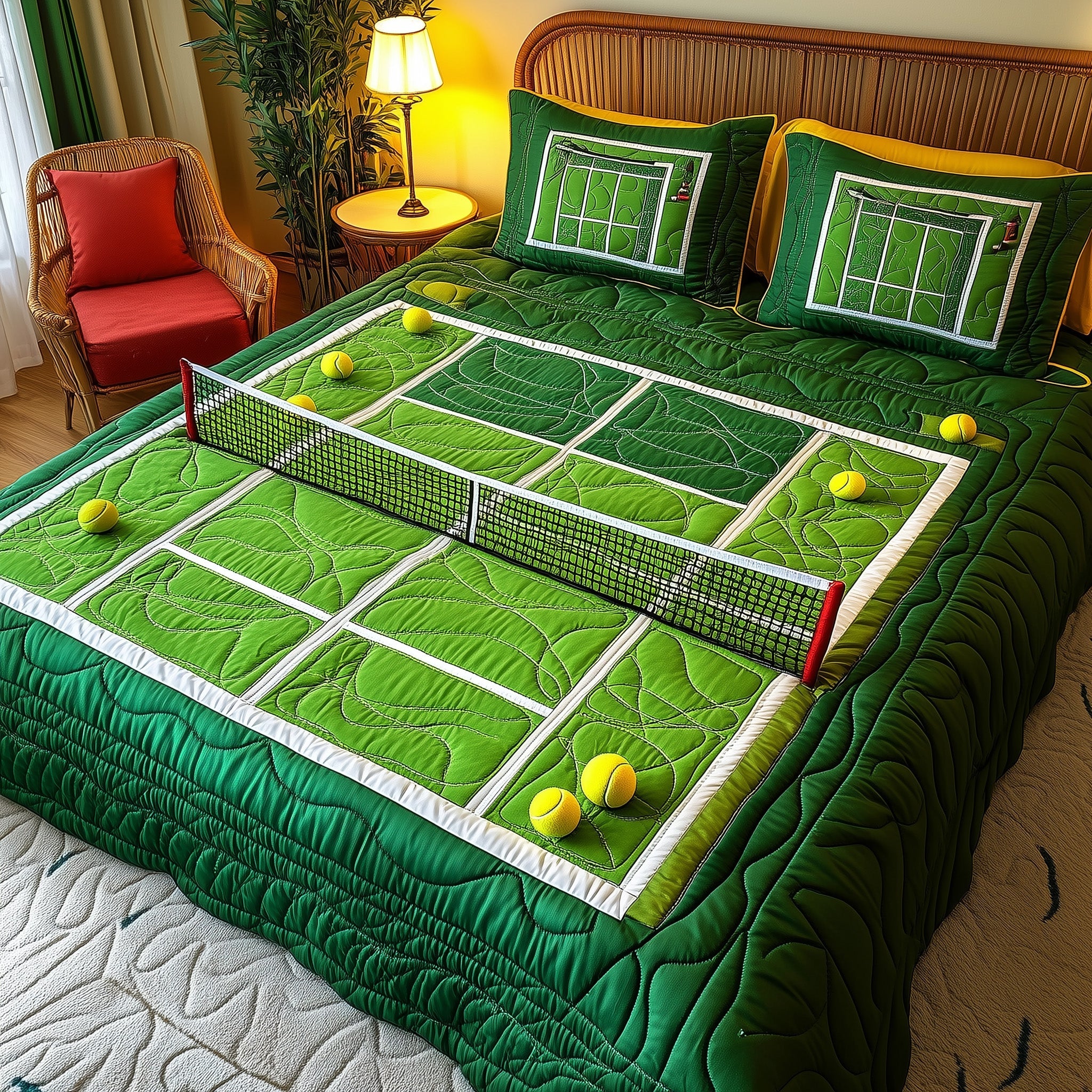 The Grand Slam Quilted Bedding Set Duvet Cover Bedspread Tennis Gifts For Men