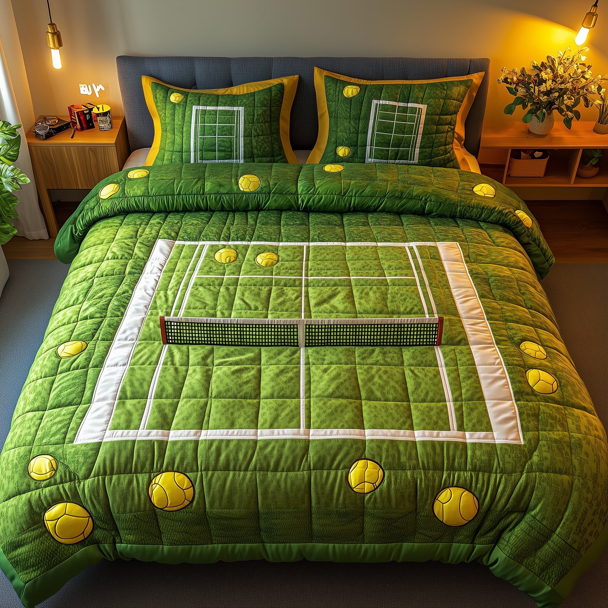The Grand Slam Quilted Bedding Set Duvet Cover Bedspread Tennis Team Gifts