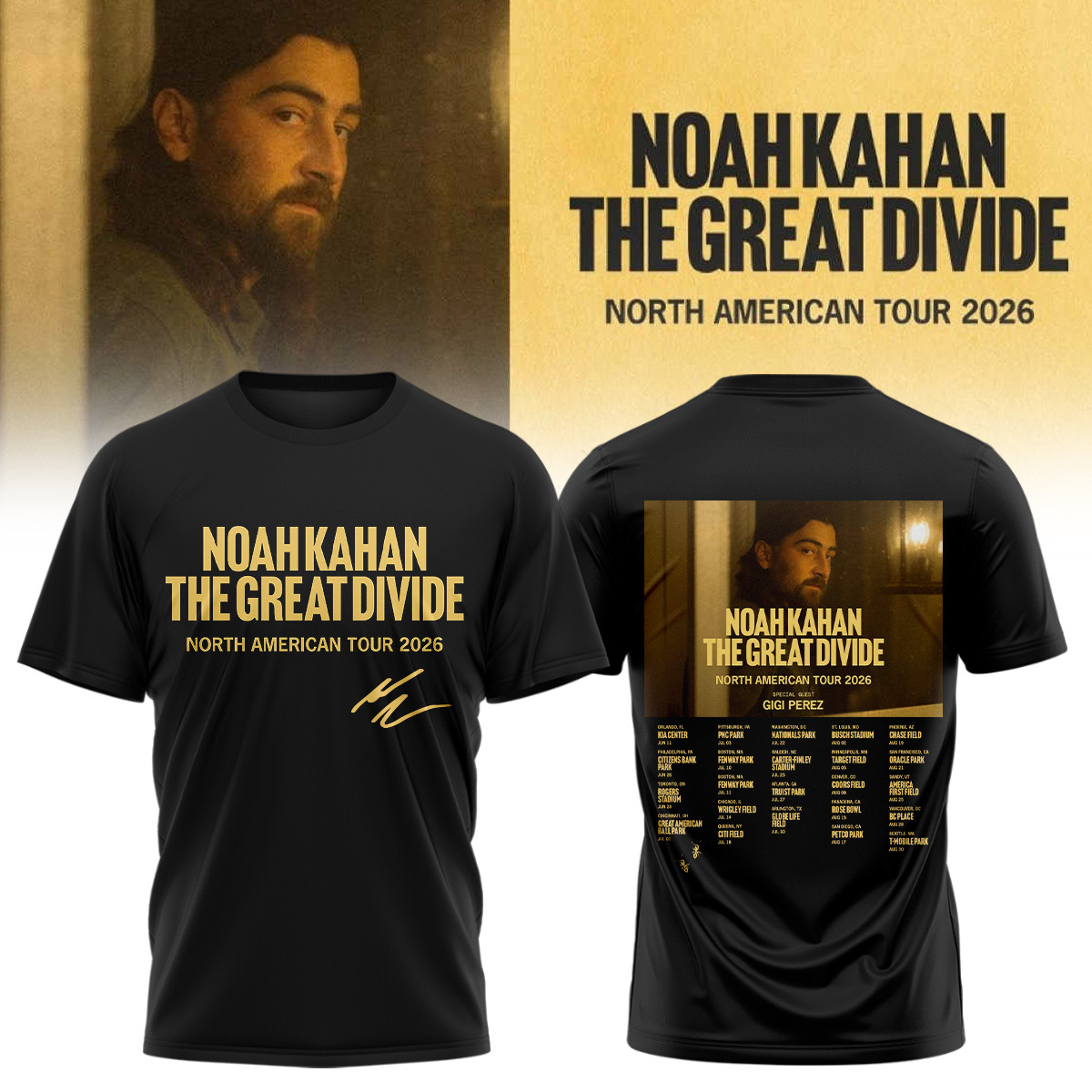 The Great Divide Tour Signed Noah Kahan T-Shirt Music Concert Tee Noah Kahan Fan Gift