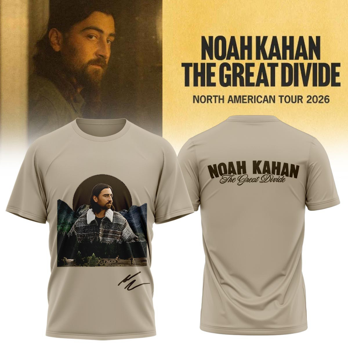 The Great Divide Tour Signed Noah Kahan T-Shirt North American Tour 2026 Clothes Music Fan Gift