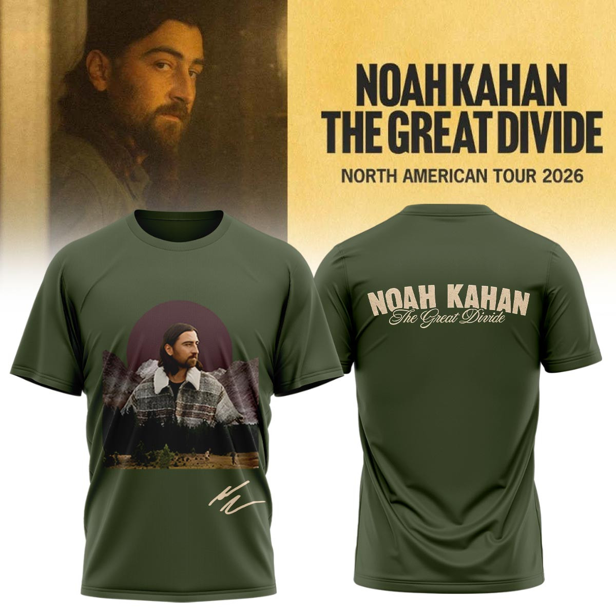 The Great Divide Tour Signed Noah Kahan T-Shirt North American Tour 2026 Shirt Music Lover Gift