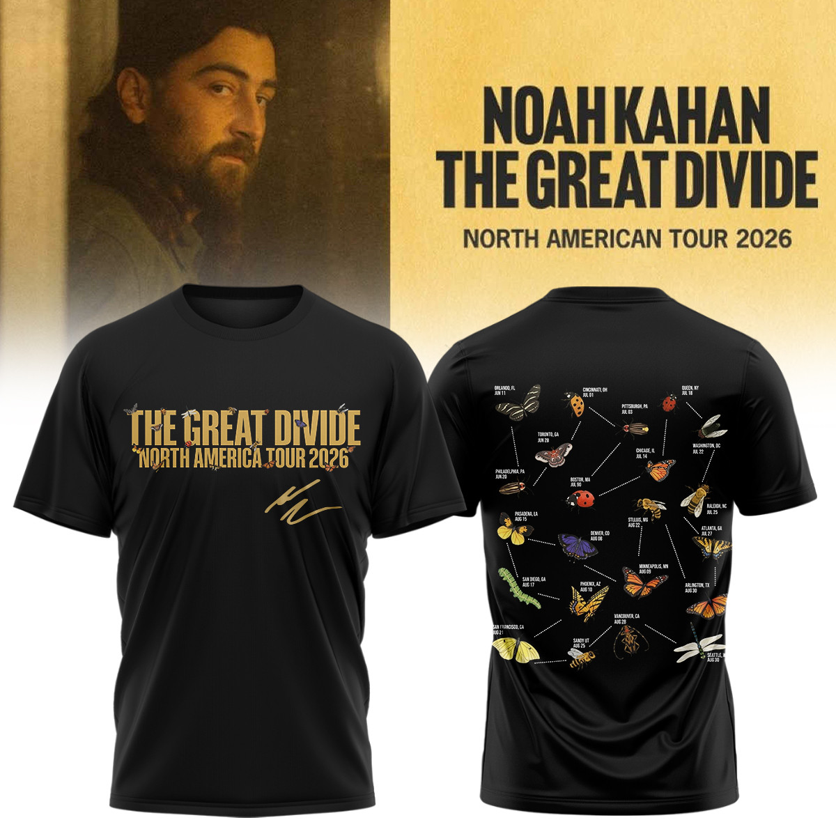 The Great Divide Tour Signed Noah Kahan T-Shirt North American Tour 2026 Shirt Noah Kahan Lover Present