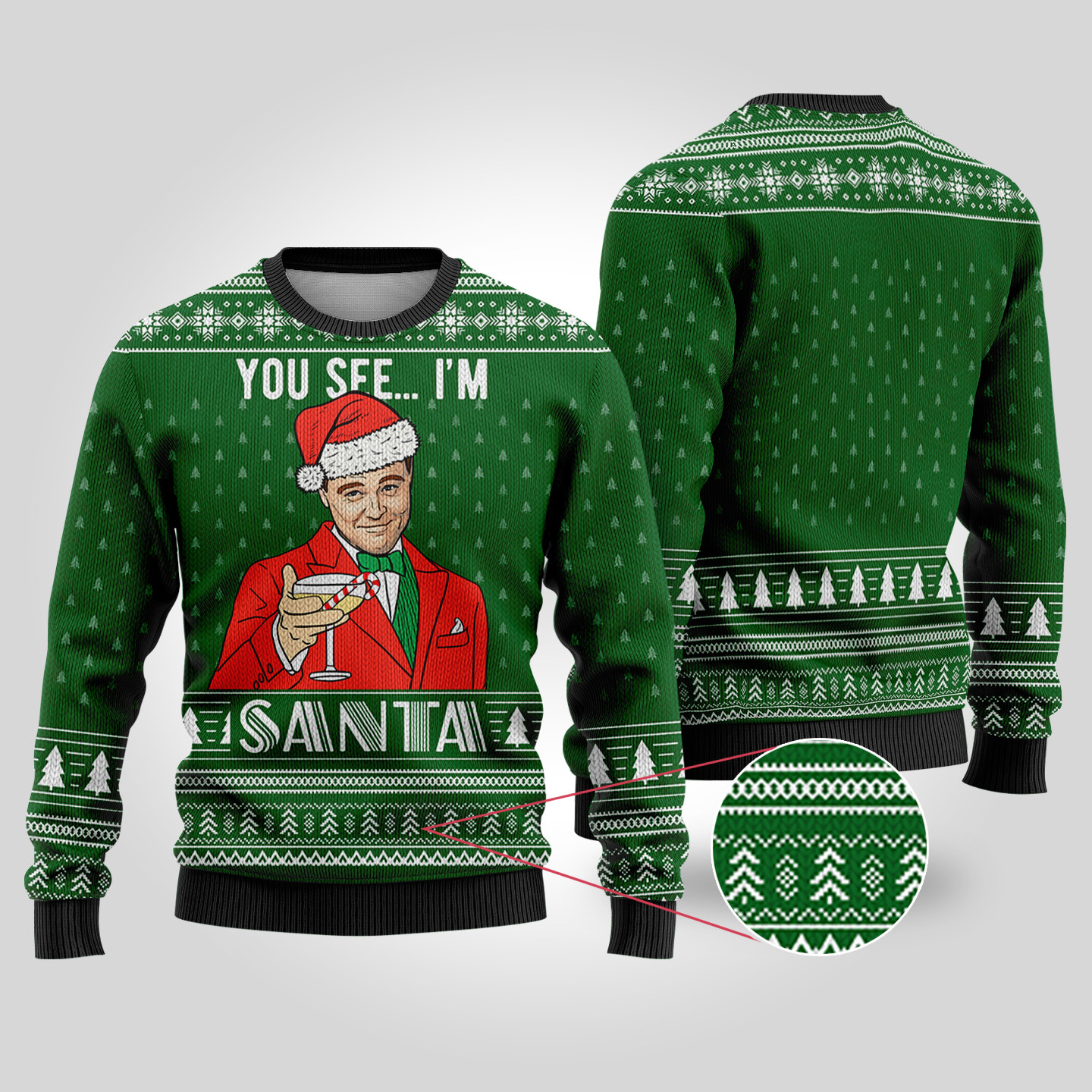 The Great Gatsby Funny Santa Dicaprio Ugly Sweater Forest Green Cute Holiday Sweatshirt to Spread Joy