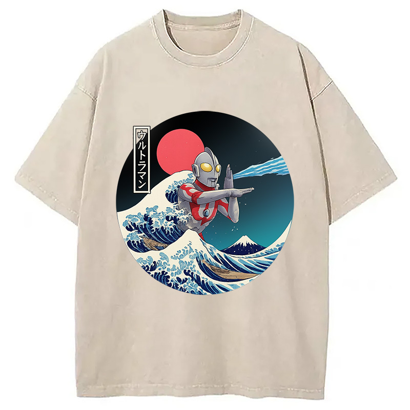 The Great Ultraman Washed T-Shirt Soft Cotton Daily Wear Tee Gifts For Him
