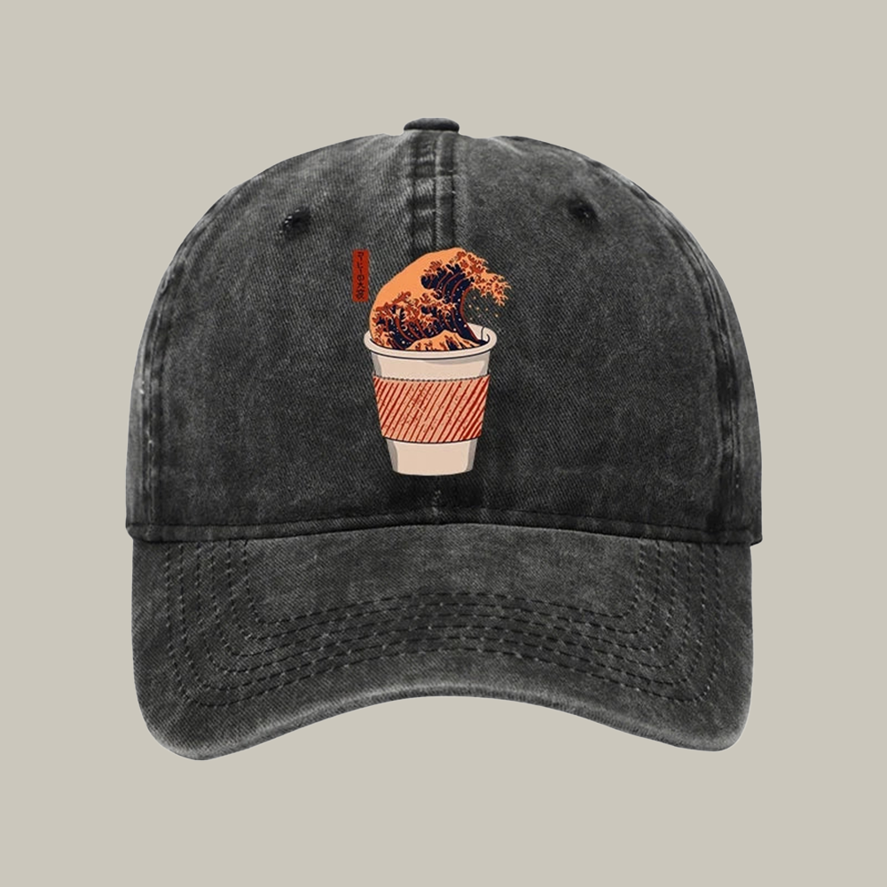 The Great Wave Coffee Washed Cap Vintage Baseball Cap Christmas Gift Ideas For Her