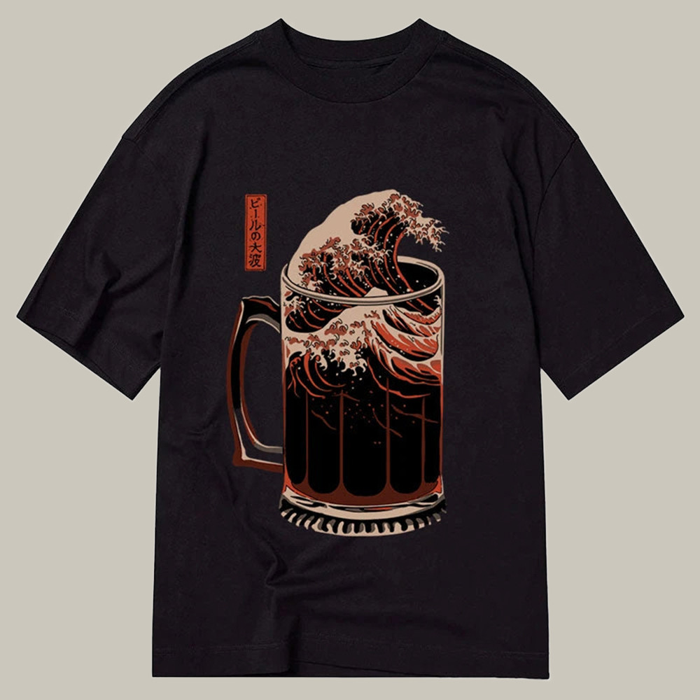The Great Wave Of Beer Japanese Classic Shirt Funny T-Shirts Xmas Gifts For Men