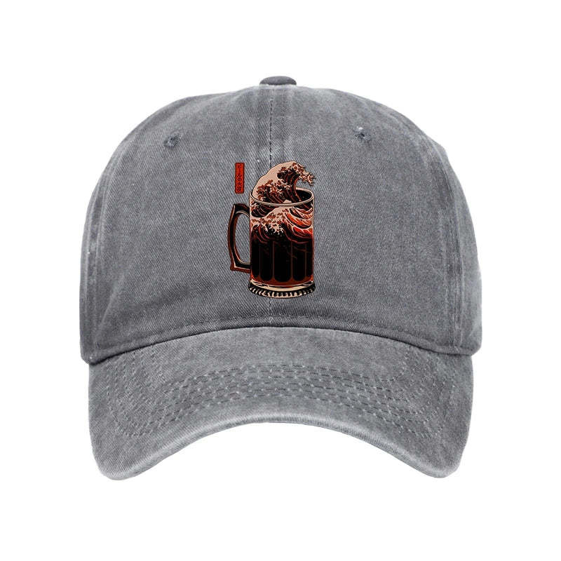 The Great Wave Of Beer Japanese Washed Hat Trendy Baseball Cap Best Present Ideas