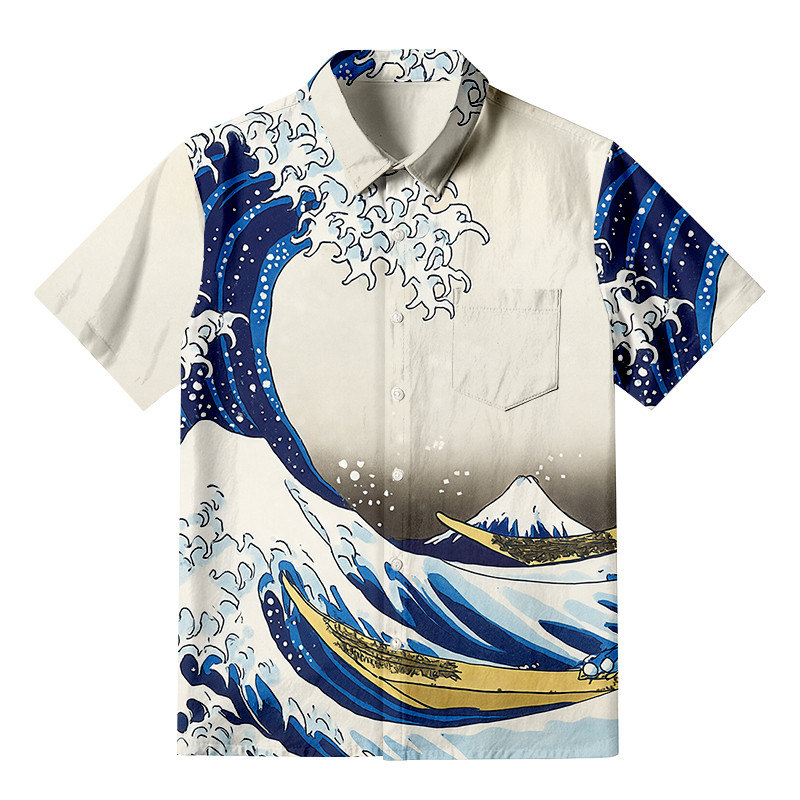 The Great Wave Off Kanagawa Button Up Shirt Japanese Art Clothing Gifts For Artists