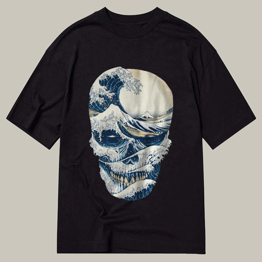 The Great Wave Off Skull Classic Shirt Funny Meme T-Shirt Christmas Ideas For Women