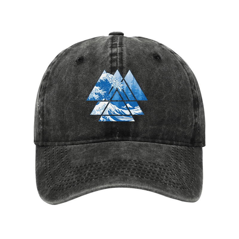 The Great Wave Washed Hat Japanese Art Baseball Cap Gifts For Art Lover