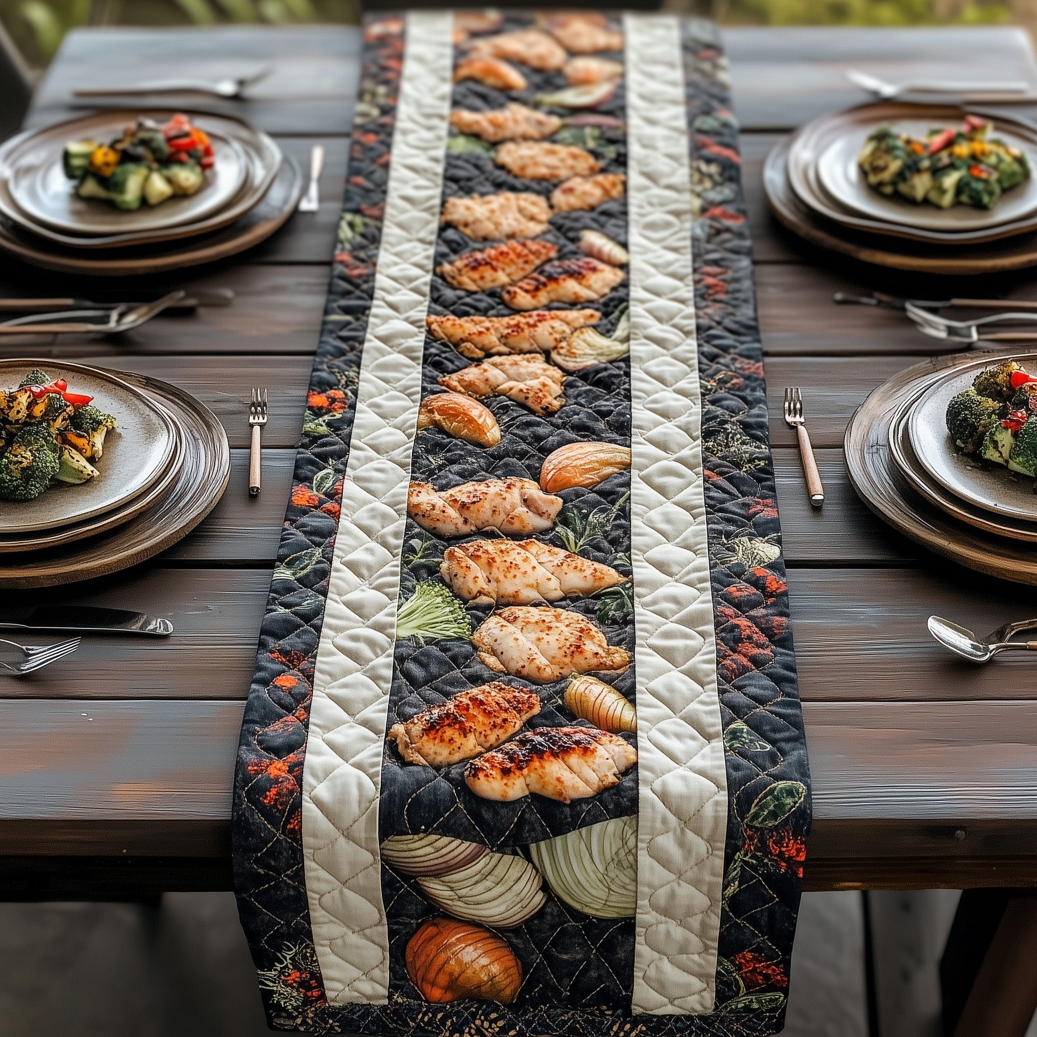 The Grill Bbq Bash Quilted Table Runner Christmas Dining Room Table Runner