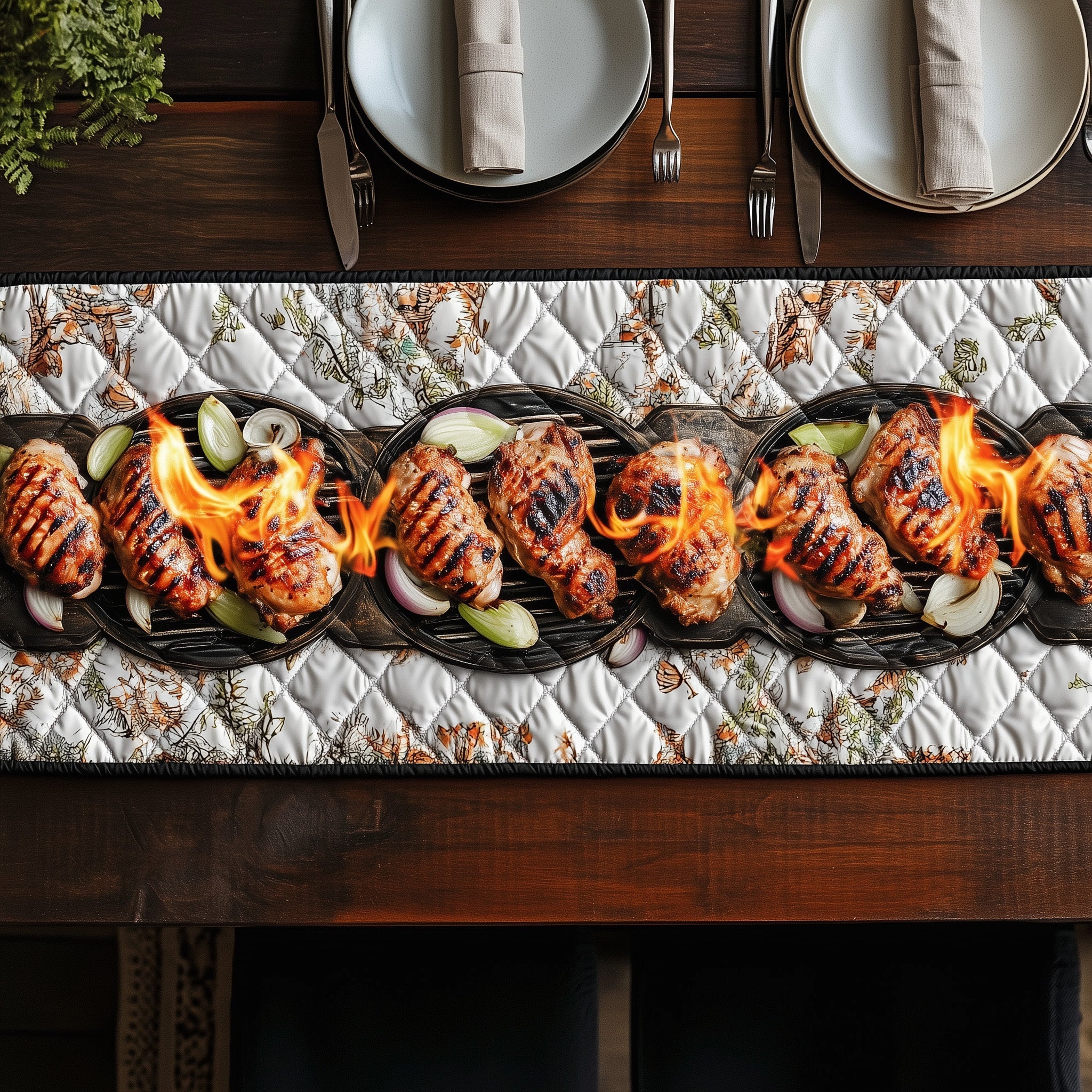 The Grill Bbq Bash Quilted Table Runner Christmas Table Runner for Family Meals