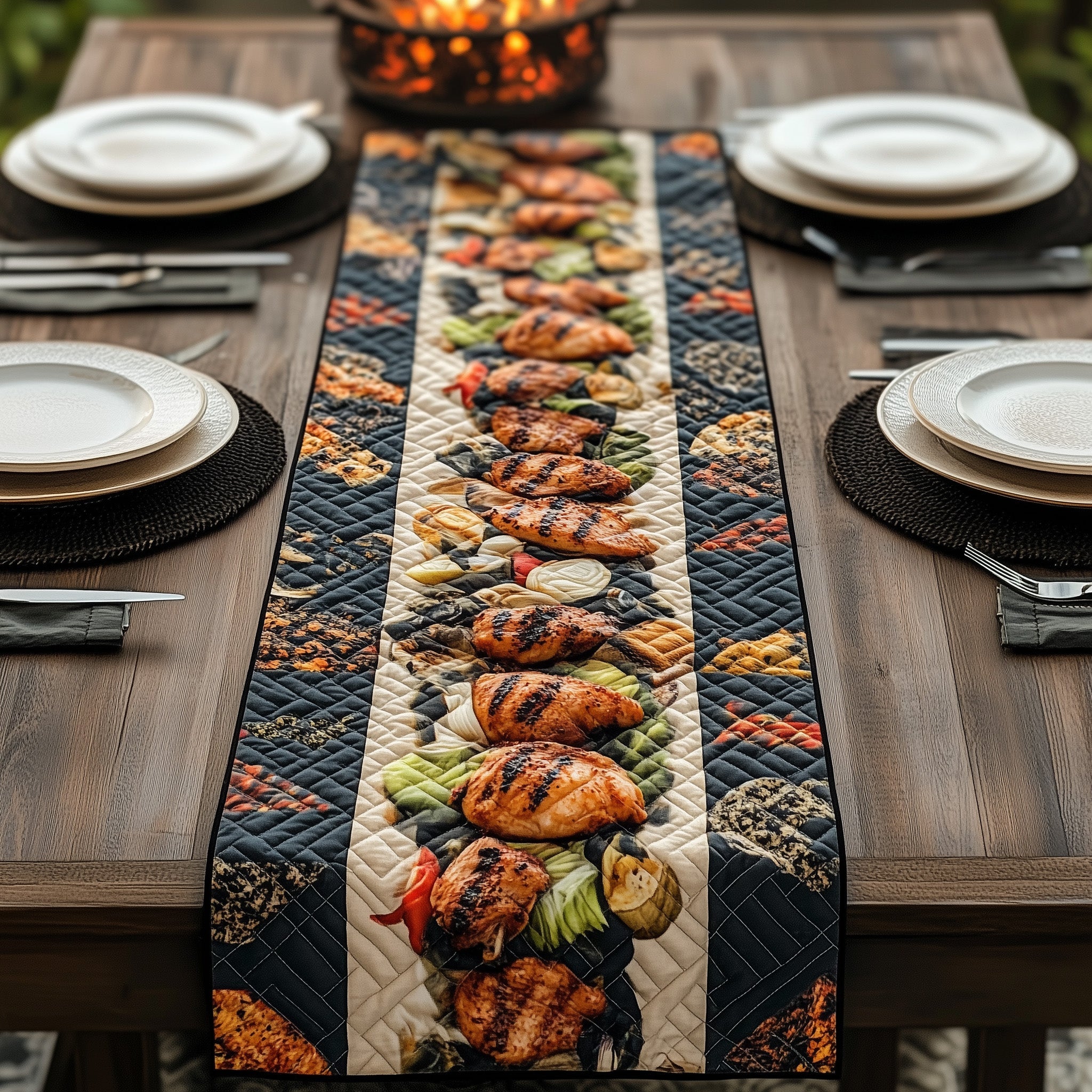 The Grill Bbq Bash Quilted Table Runner Holiday Banquet Table Runner