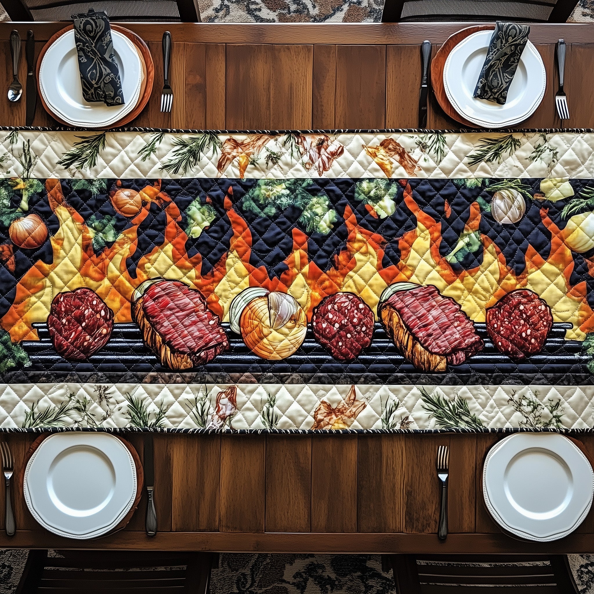 The Grill Bbq Bash Quilted Table Runner Holiday Table Runner for Kitchen Decor